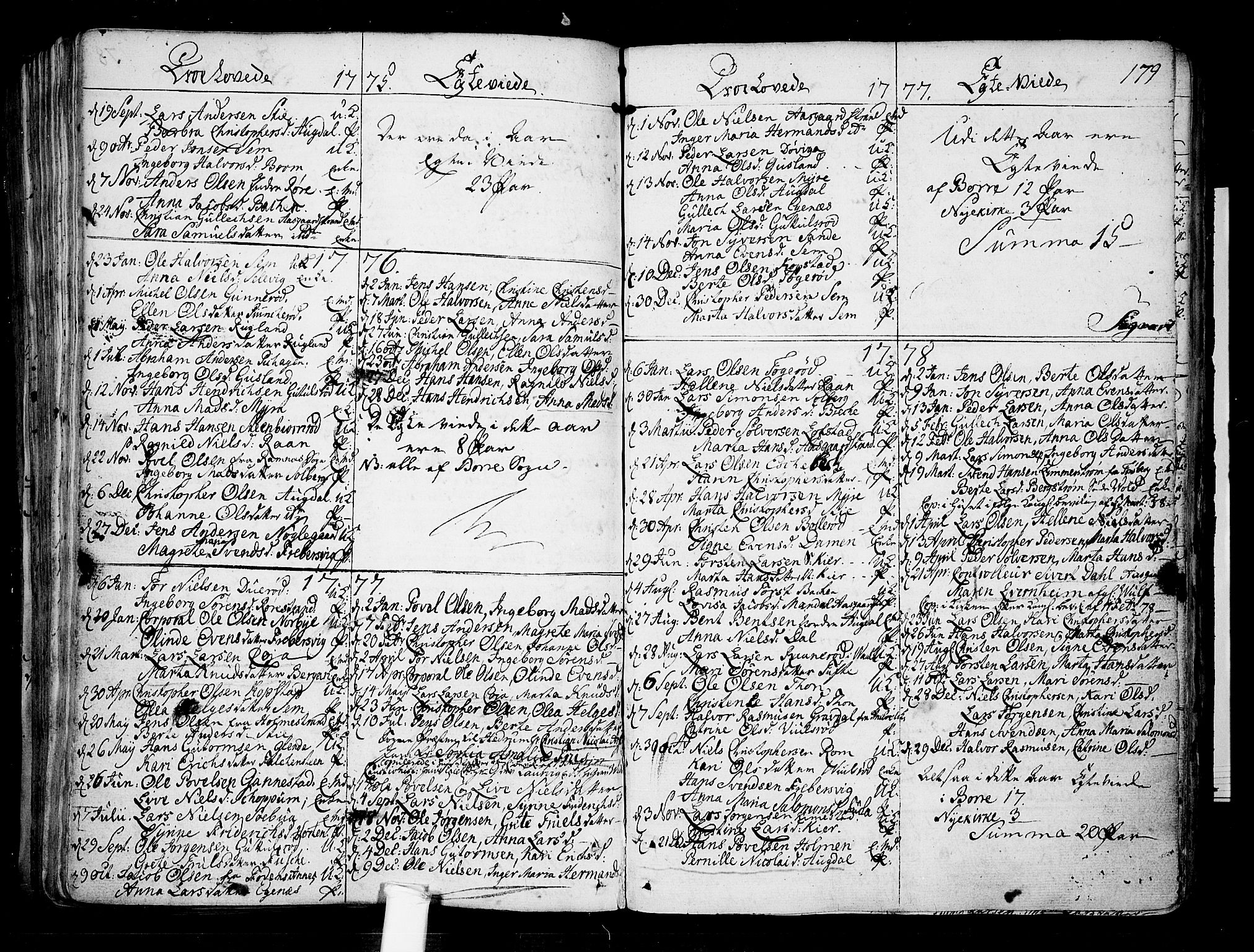 Borre kirkebøker, AV/SAKO-A-338/F/Fa/L0002: Parish register (official) no. I 2, 1752-1806, p. 179