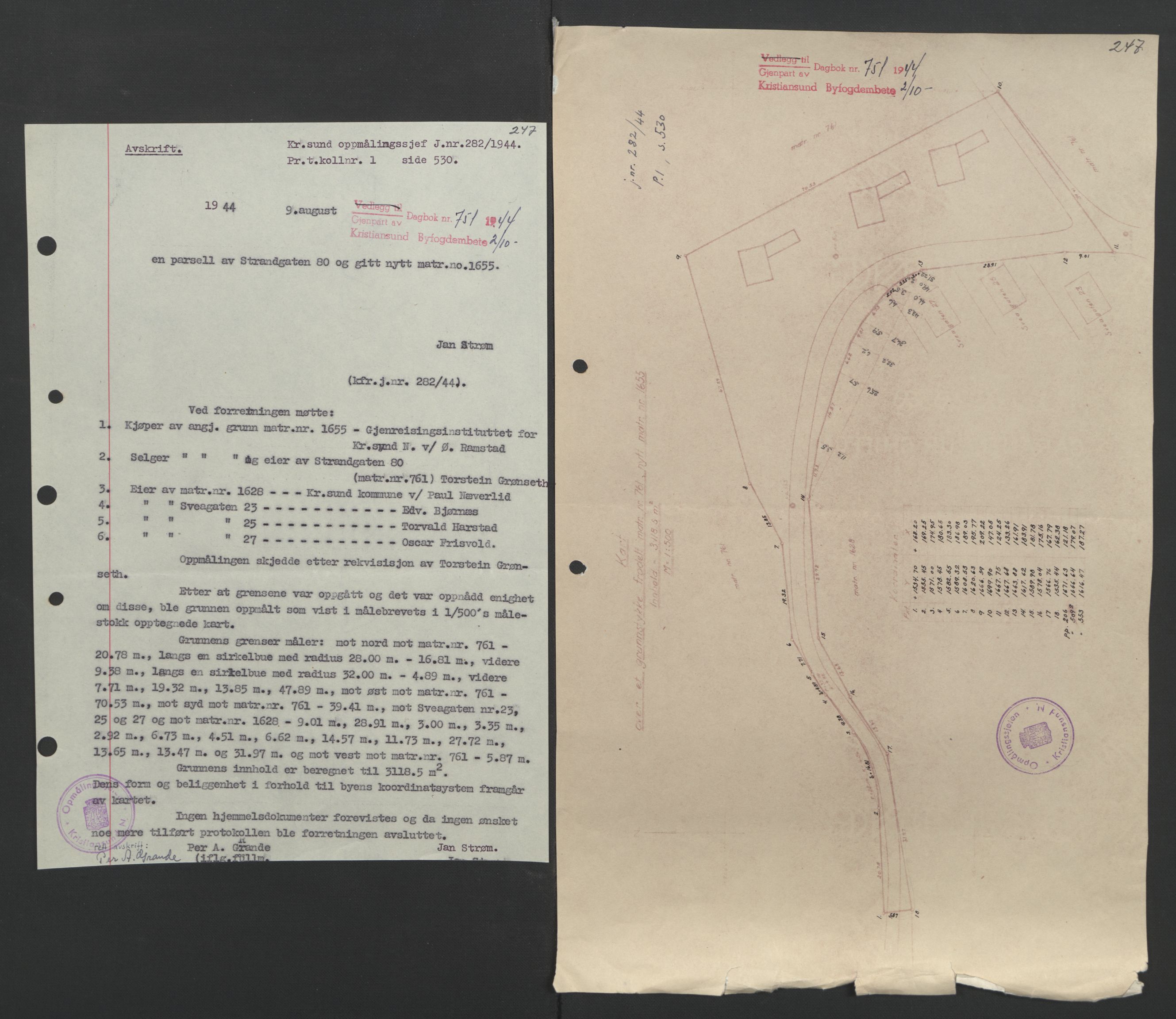 Kristiansund byfogd, AV/SAT-A-4587/A/27: Mortgage book no. 37, 1942-1945, Diary no: : 751/1944