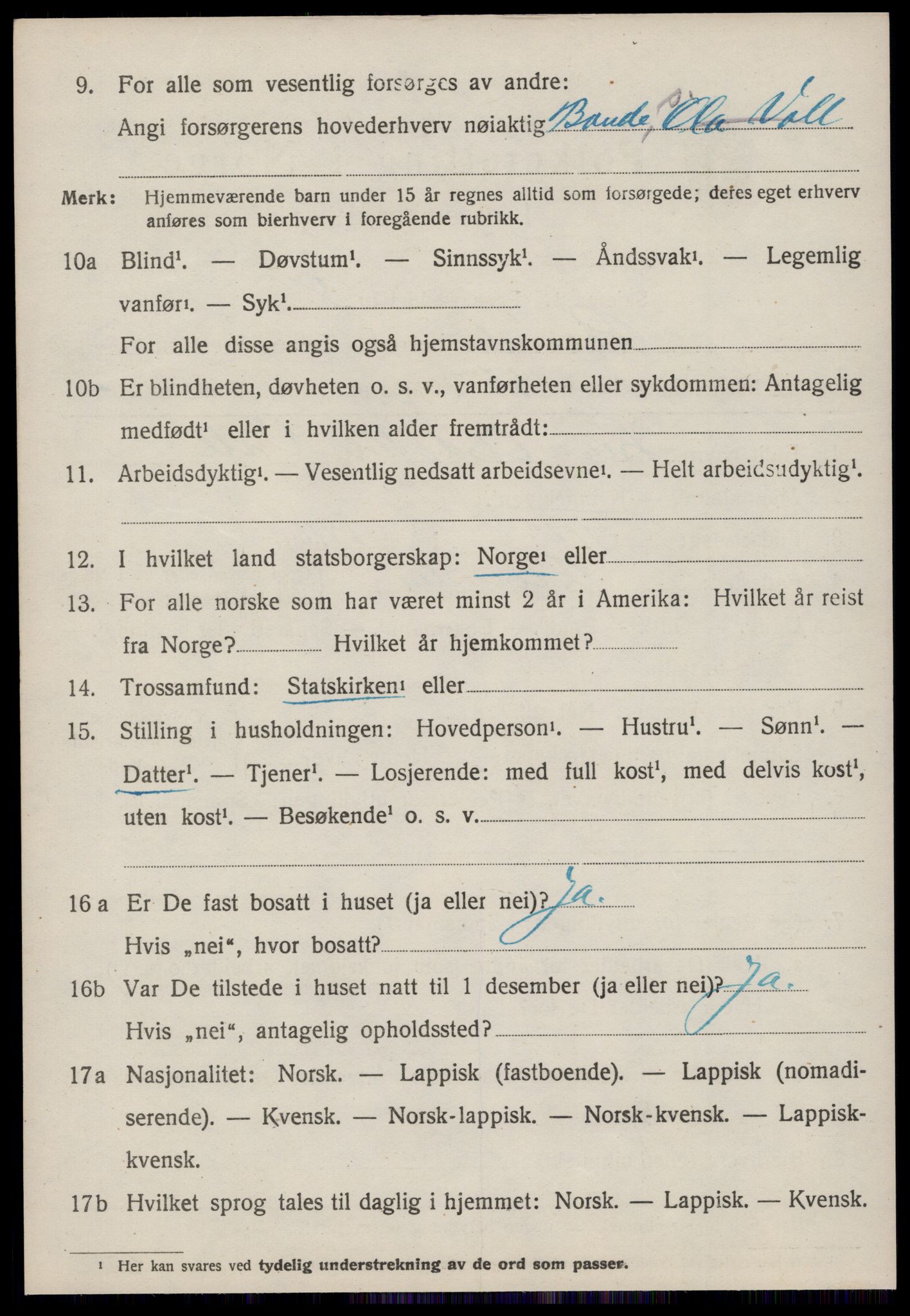 SAT, 1920 census for Rennebu, 1920, p. 1915