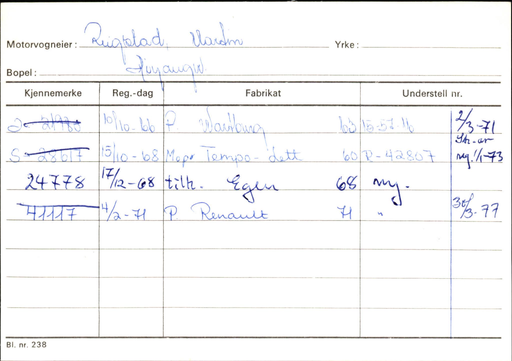 Statens vegvesen, Sogn og Fjordane vegkontor, AV/SAB-A-5301/4/F/L0131: Eigarregister Høyanger P-Å. Stryn S-Å, 1945-1975, p. 38