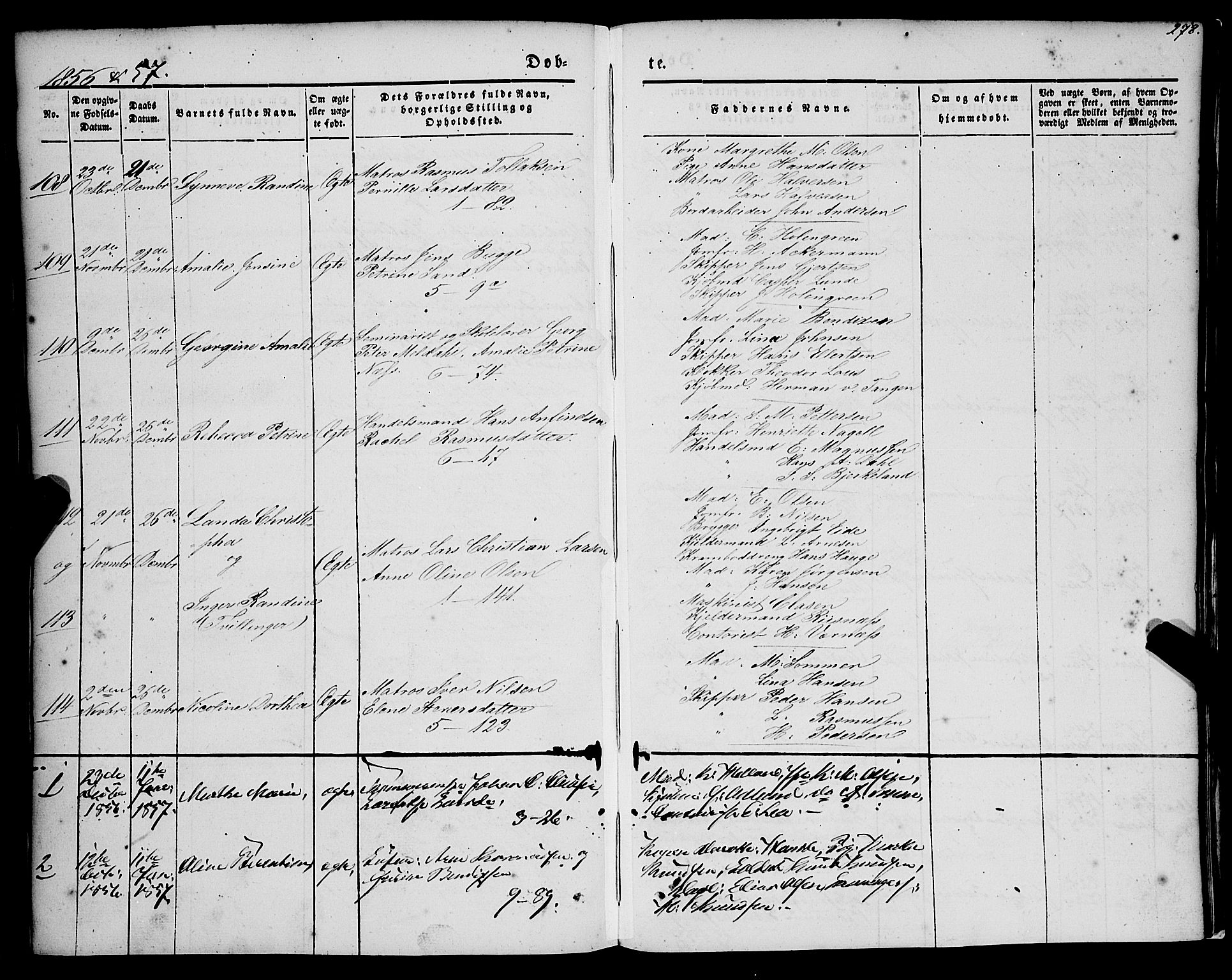 Nykirken Sokneprestembete, SAB/A-77101/H/Haa/L0014: Parish register (official) no. B 1, 1844-1858, p. 278