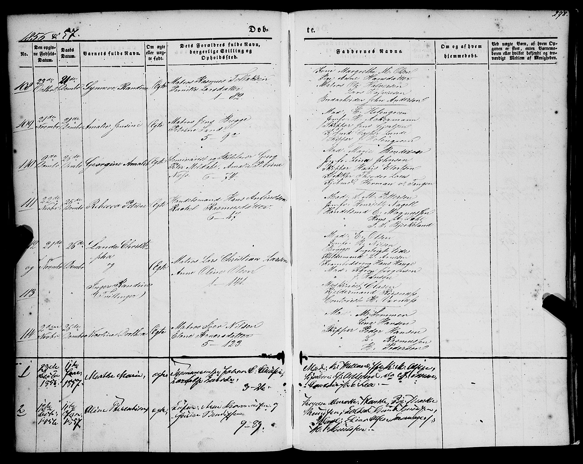 Nykirken Sokneprestembete, AV/SAB-A-77101/H/Haa/L0014: Parish register (official) no. B 1, 1844-1858, p. 278