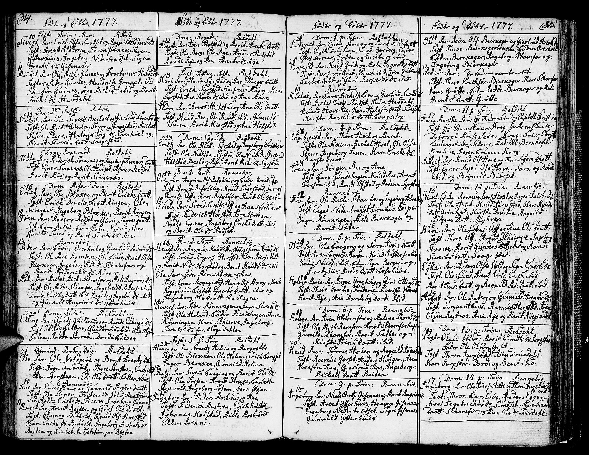 Ministerialprotokoller, klokkerbøker og fødselsregistre - Sør-Trøndelag, SAT/A-1456/672/L0852: Parish register (official) no. 672A05, 1776-1815, p. 314-315