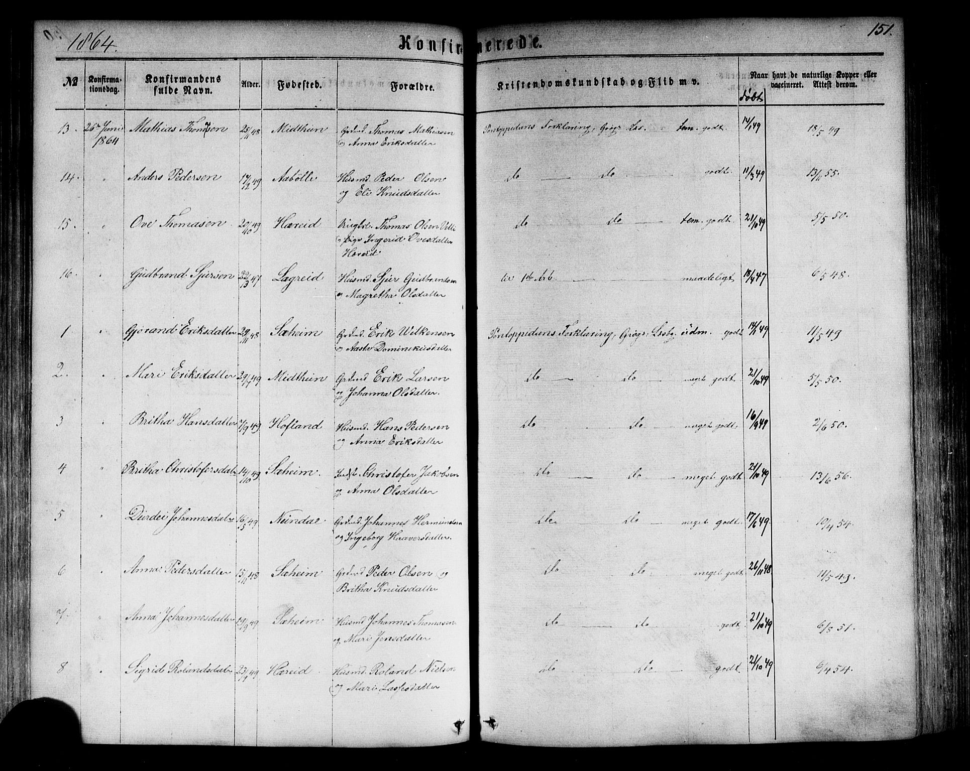 Årdal sokneprestembete, AV/SAB-A-81701: Parish register (official) no. A 3, 1863-1886, p. 151