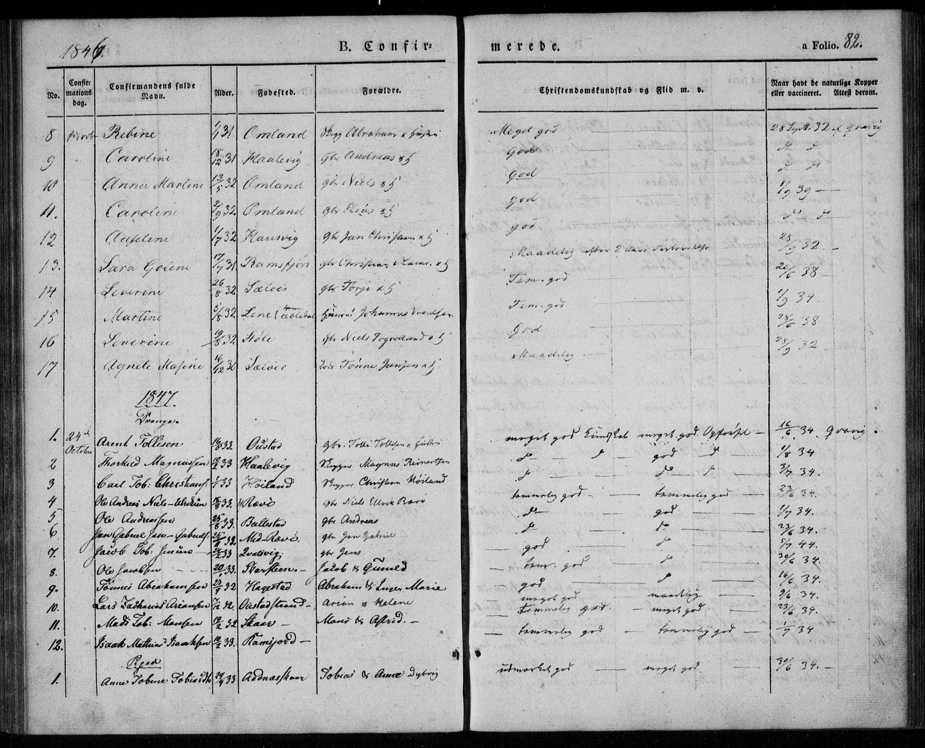 Lyngdal sokneprestkontor, AV/SAK-1111-0029/F/Fa/Faa/L0001: Parish register (official) no. A 1, 1837-1857, p. 82