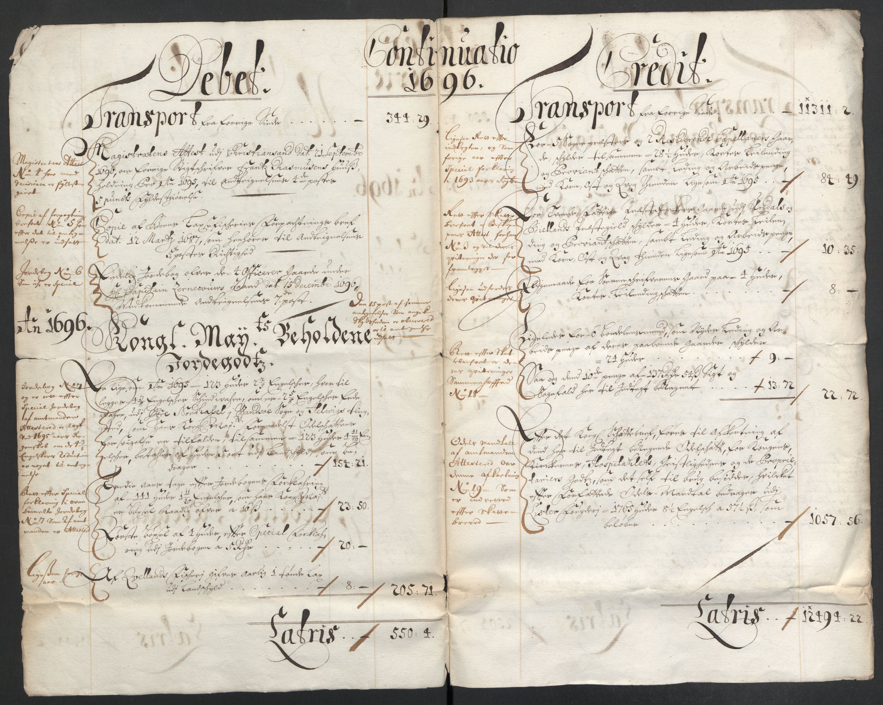 Rentekammeret inntil 1814, Reviderte regnskaper, Fogderegnskap, RA/EA-4092/R43/L2546: Fogderegnskap Lista og Mandal, 1696-1697, p. 5