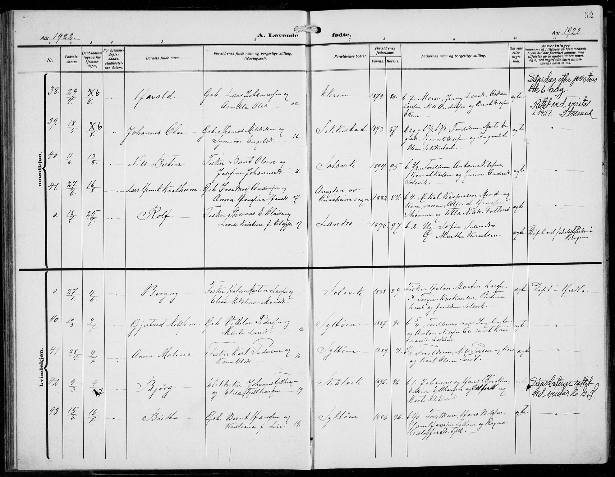 Fjell sokneprestembete, AV/SAB-A-75301/H/Hab: Parish register (copy) no. A  6, 1918-1936, p. 52