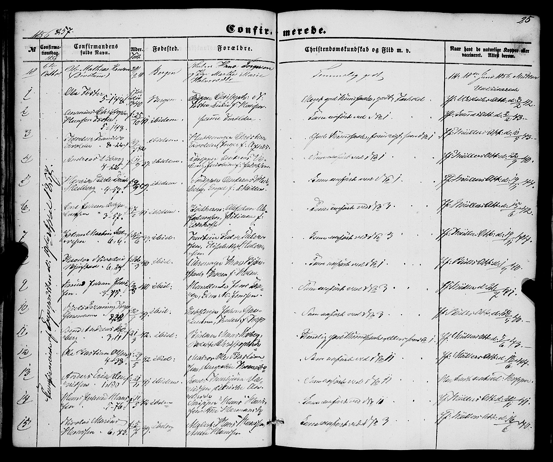 Nykirken Sokneprestembete, SAB/A-77101/H/Haa/L0023: Parish register (official) no. C 2, 1851-1863, p. 25