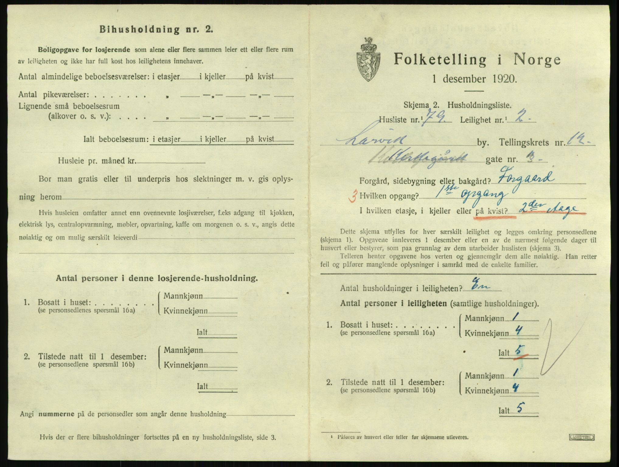 SAKO, 1920 census for Larvik, 1920, p. 8656