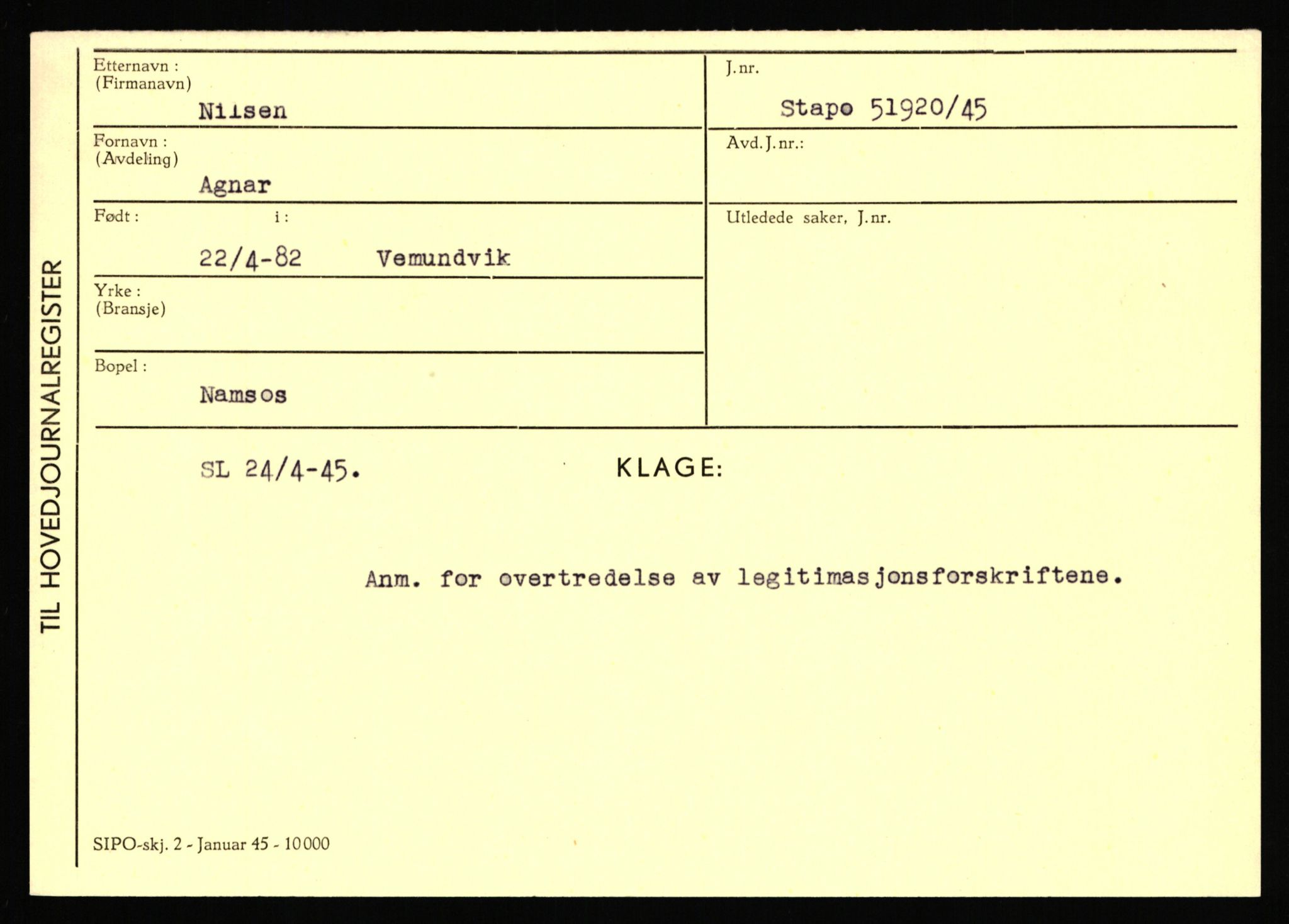 Statspolitiet - Hovedkontoret / Osloavdelingen, AV/RA-S-1329/C/Ca/L0011: Molberg - Nøstvold, 1943-1945, p. 2322