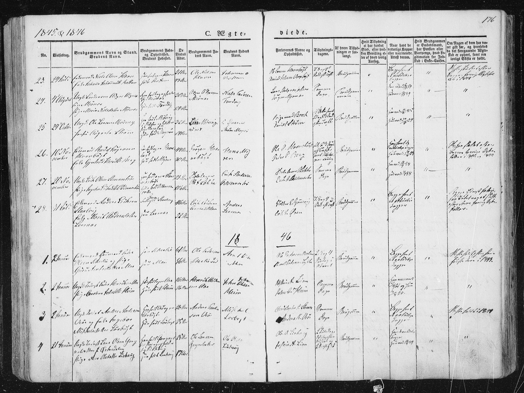 Ministerialprotokoller, klokkerbøker og fødselsregistre - Sør-Trøndelag, SAT/A-1456/630/L0493: Parish register (official) no. 630A06, 1841-1851, p. 176