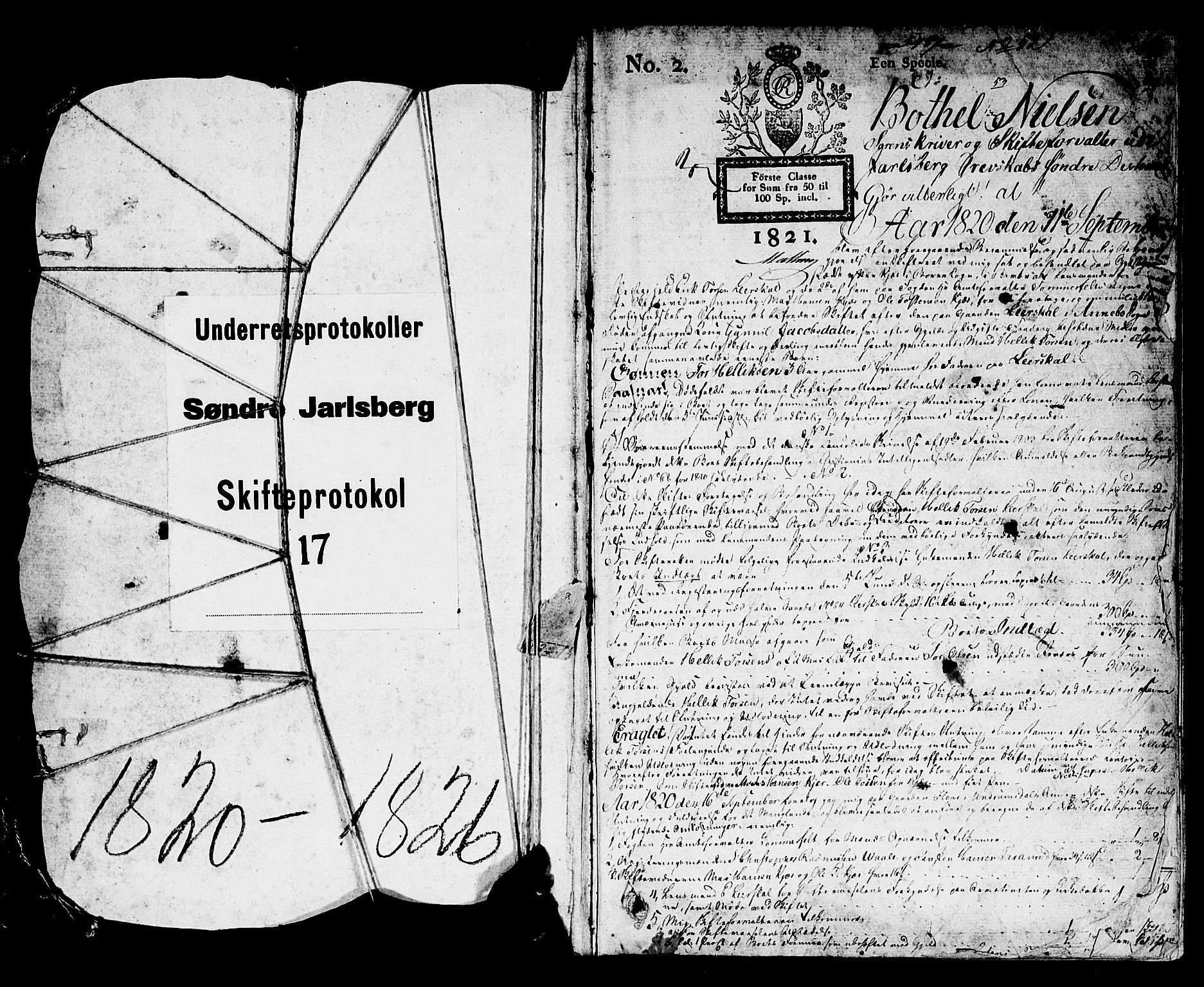 Søndre Jarlsberg sorenskriveri, AV/SAKO-A-129/H/Hb/Hba/L0017: Skifteprotokoll, 1820-1826, p. 0b-1a