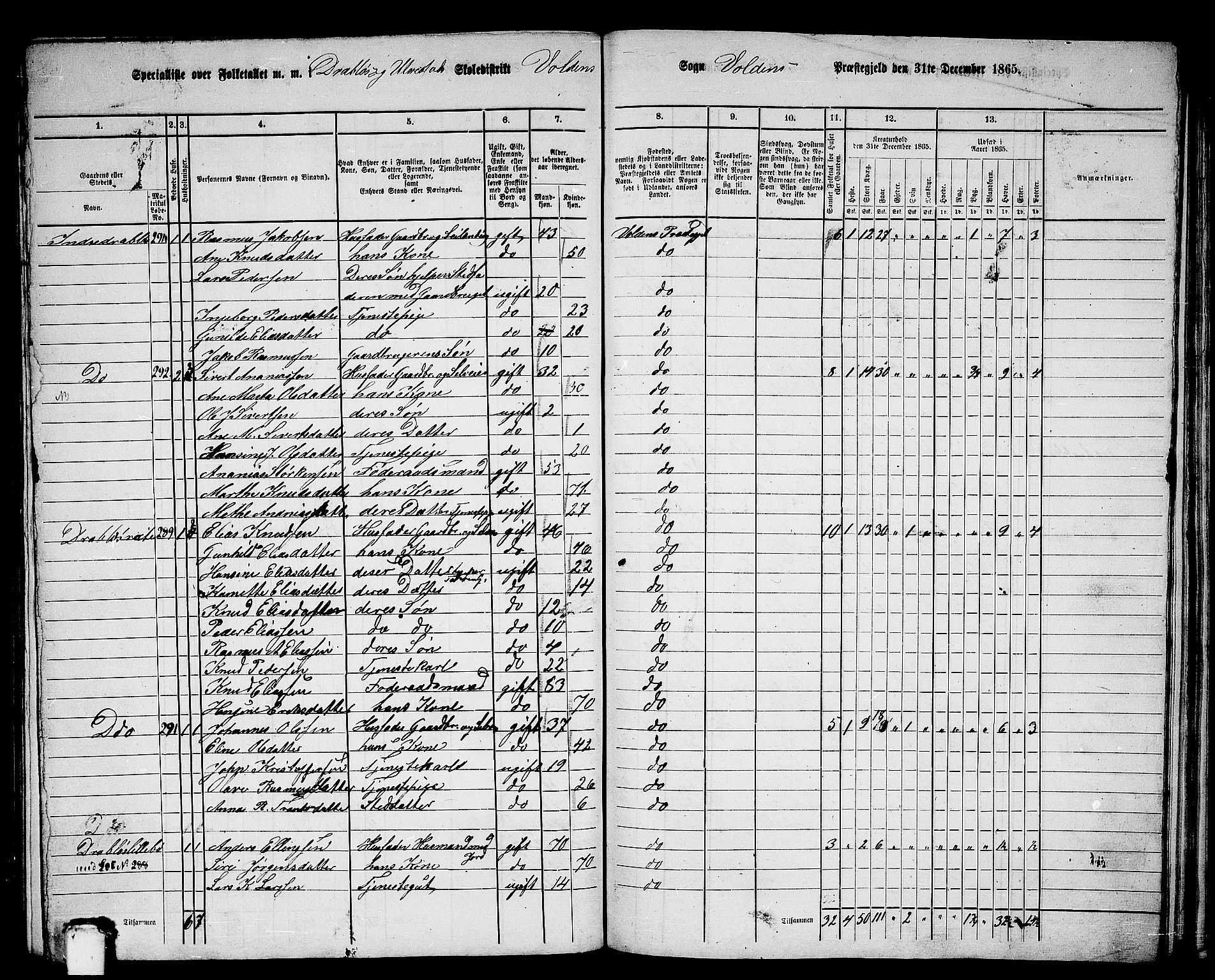 RA, 1865 census for Volda, 1865, p. 147