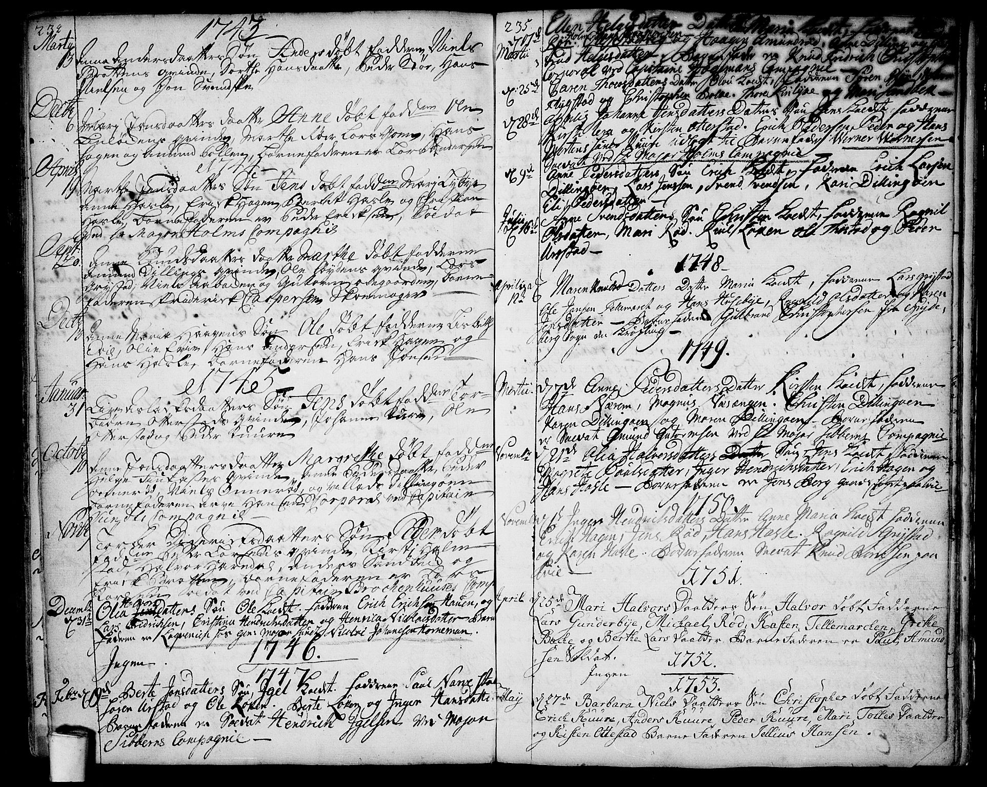 Rygge prestekontor Kirkebøker, AV/SAO-A-10084b/F/Fa/L0001: Parish register (official) no. 1, 1725-1771, p. 234-235