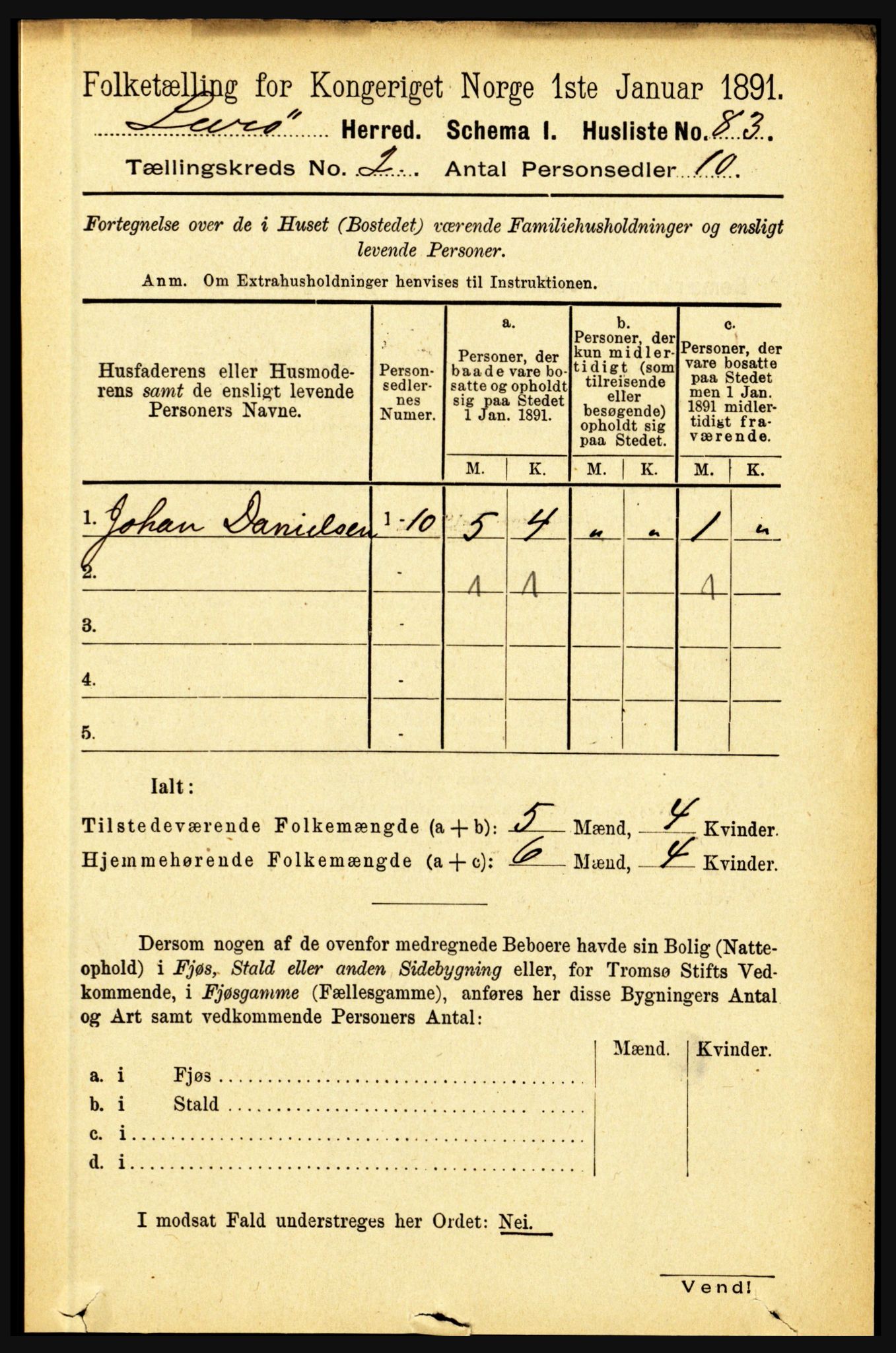 RA, 1891 census for 1834 Lurøy, 1891, p. 739