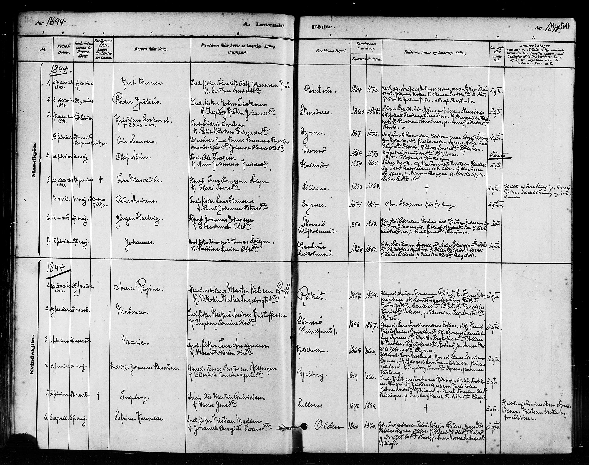 Ministerialprotokoller, klokkerbøker og fødselsregistre - Møre og Romsdal, AV/SAT-A-1454/582/L0947: Parish register (official) no. 582A01, 1880-1900, p. 50