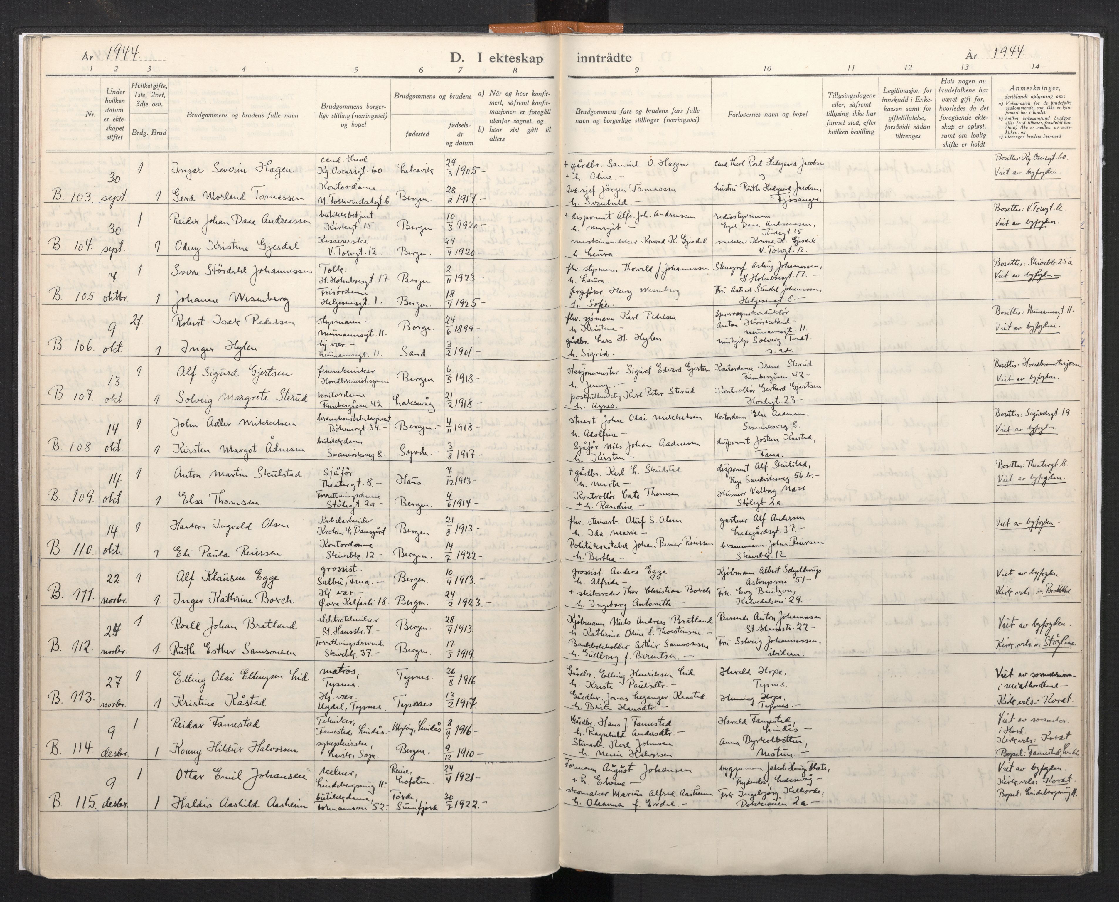 Domkirken sokneprestembete, AV/SAB-A-74801/H/Haa/L0017: Parish register (official) no. A 16, 1944-1945