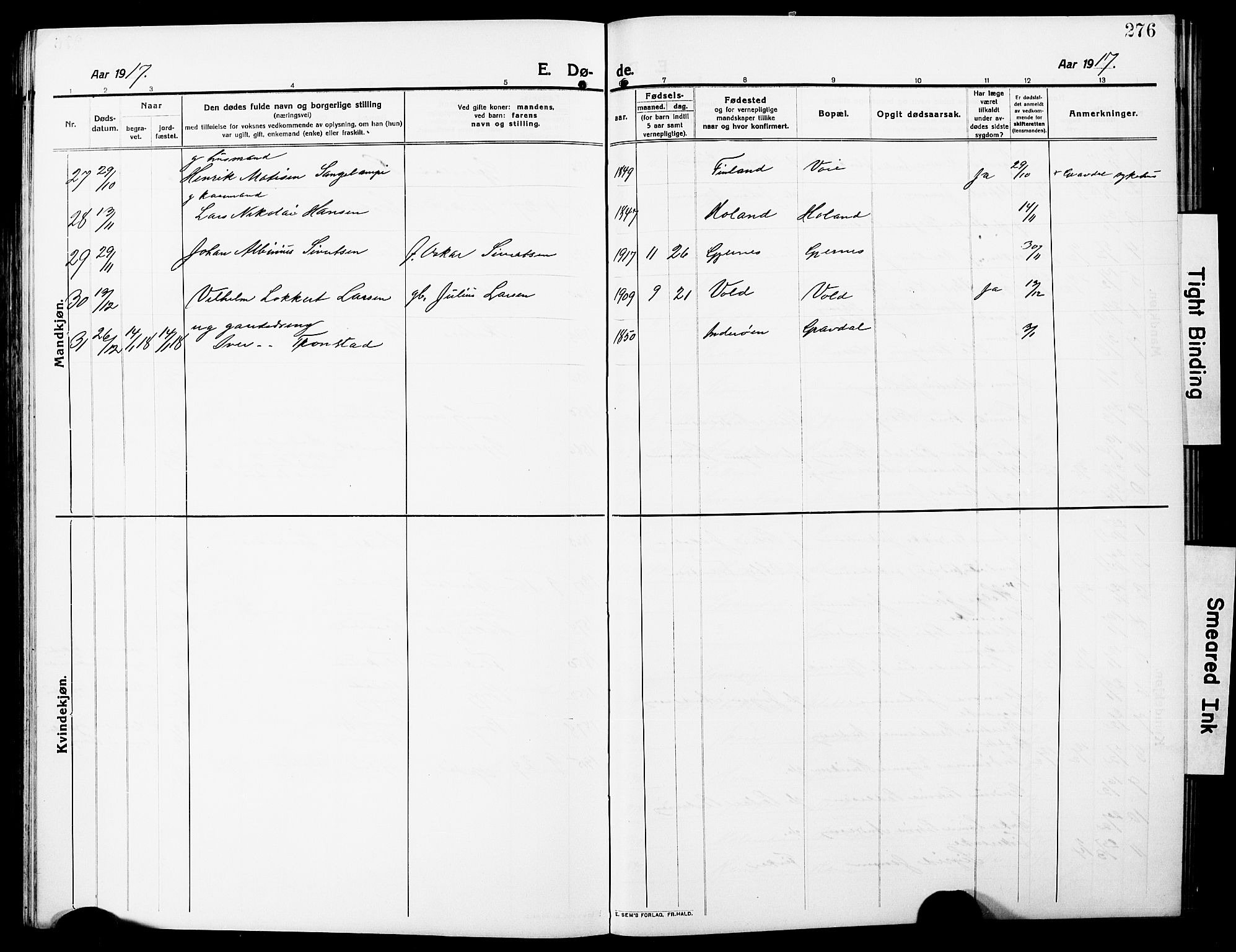 Ministerialprotokoller, klokkerbøker og fødselsregistre - Nordland, AV/SAT-A-1459/881/L1169: Parish register (copy) no. 881C06, 1912-1930, p. 276