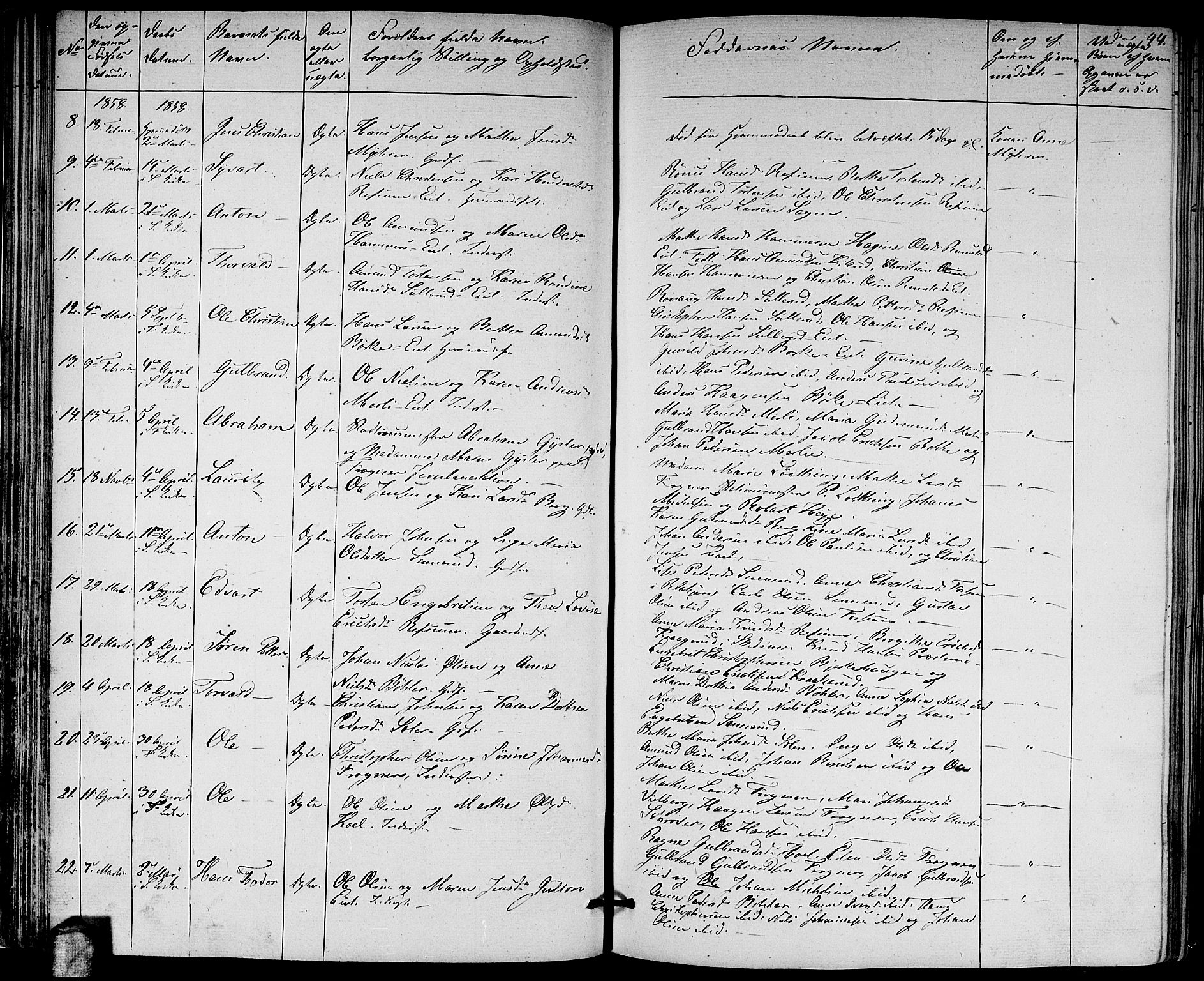 Sørum prestekontor Kirkebøker, AV/SAO-A-10303/G/Ga/L0003: Parish register (copy) no. I 3, 1846-1863, p. 44