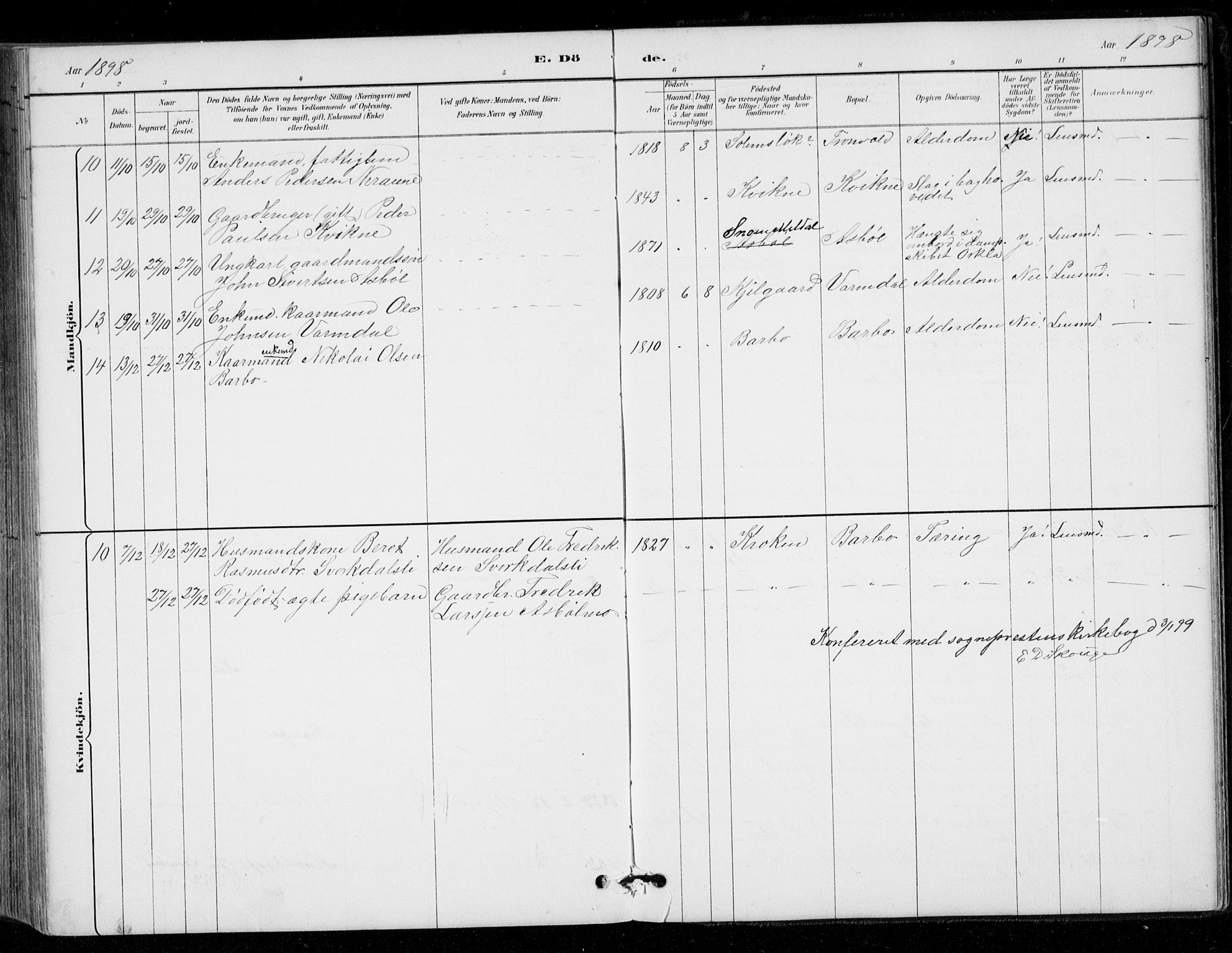 Ministerialprotokoller, klokkerbøker og fødselsregistre - Sør-Trøndelag, AV/SAT-A-1456/671/L0841: Parish register (official) no. 671A03, 1893-1915