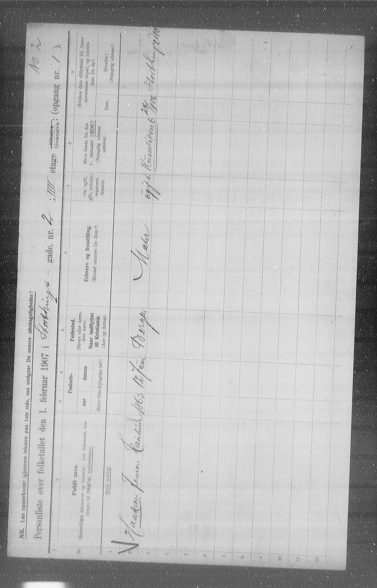 OBA, Municipal Census 1907 for Kristiania, 1907, p. 52727