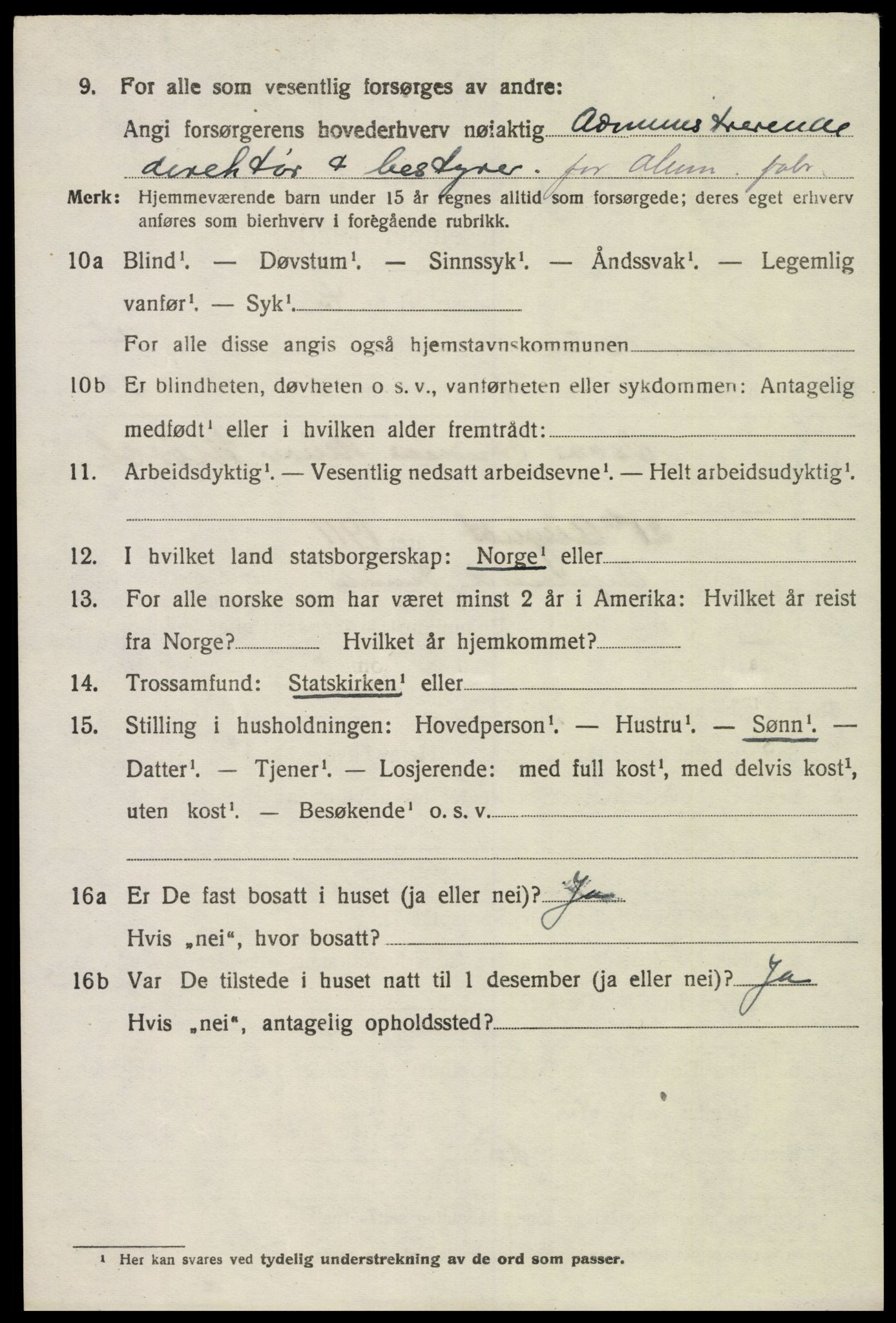 SAK, 1920 census for Vennesla, 1920, p. 3231