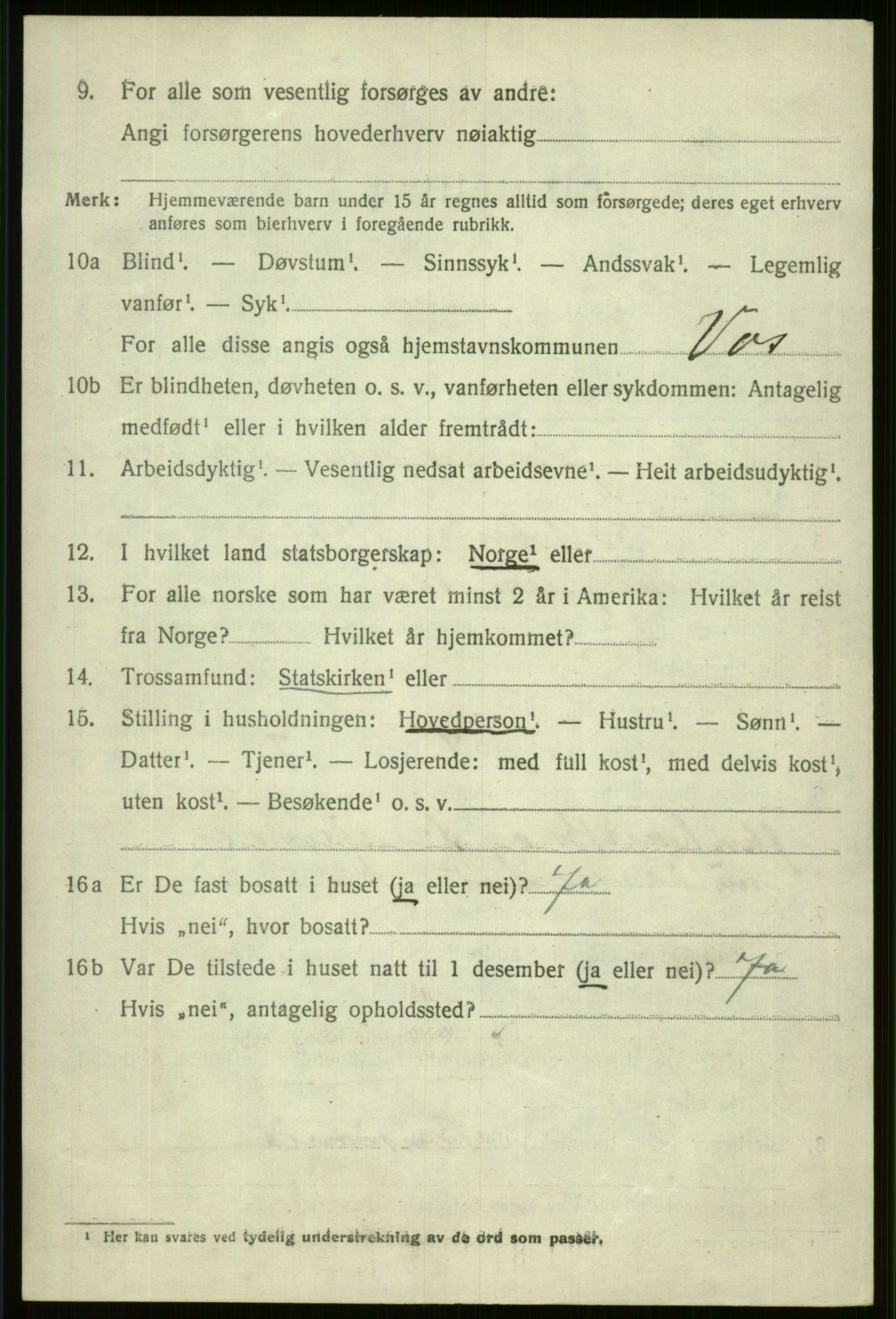 SAB, 1920 census for Voss, 1920, p. 16262