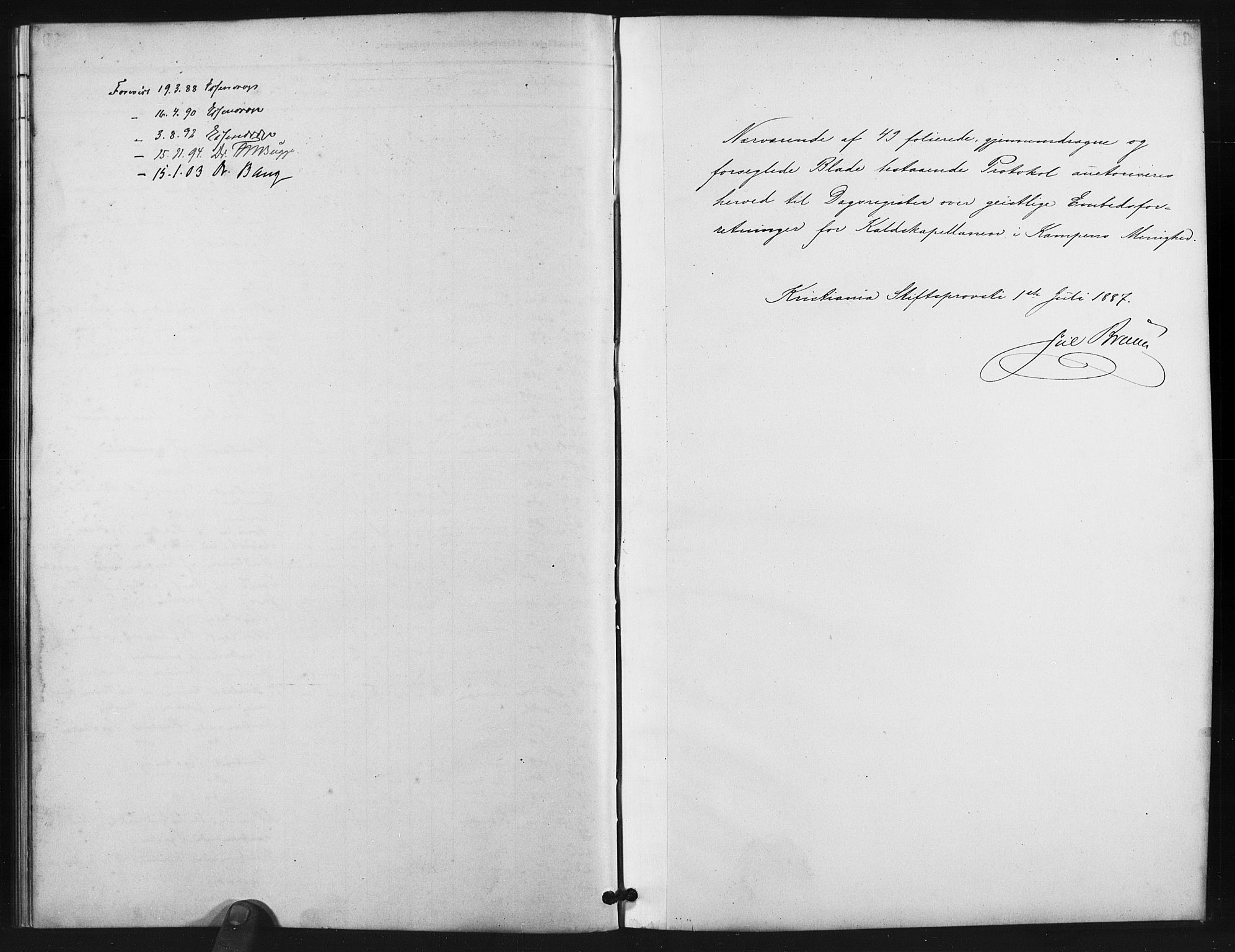 Kampen prestekontor Kirkebøker, SAO/A-10853/I/Ib/L0001: Diary records no. 1, 1887-1900
