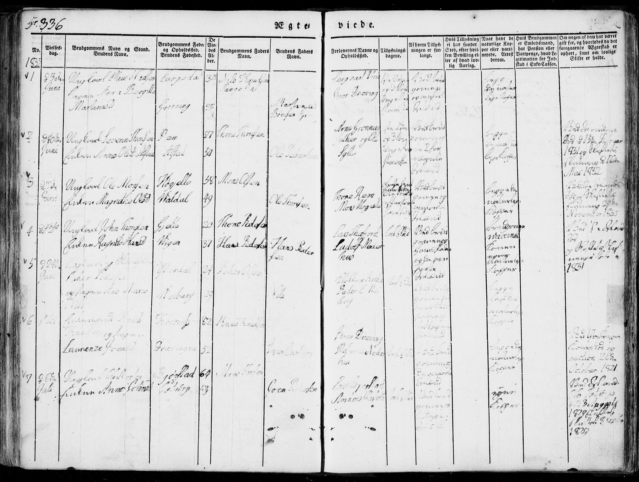 Ministerialprotokoller, klokkerbøker og fødselsregistre - Møre og Romsdal, SAT/A-1454/519/L0248: Parish register (official) no. 519A07, 1829-1860, p. 336