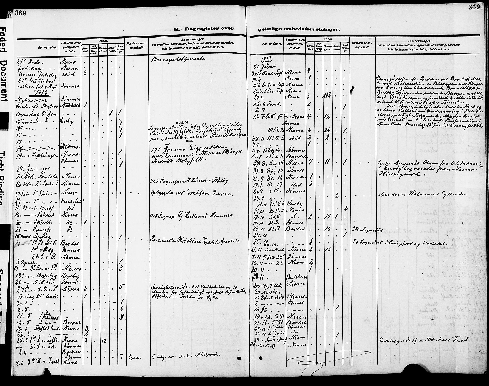 Ministerialprotokoller, klokkerbøker og fødselsregistre - Nordland, AV/SAT-A-1459/838/L0560: Parish register (copy) no. 838C07, 1910-1928, p. 369