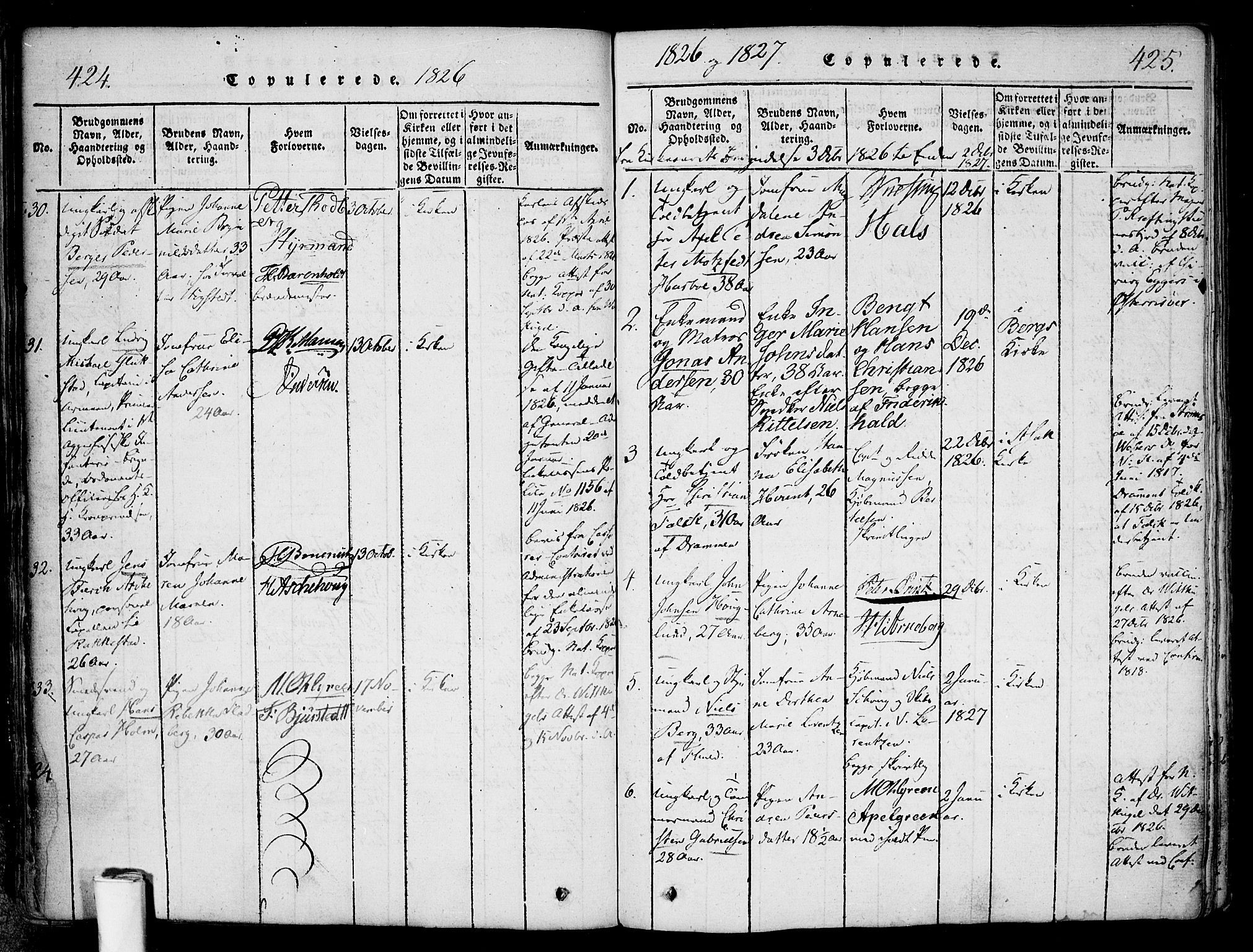 Halden prestekontor Kirkebøker, SAO/A-10909/F/Fa/L0003: Parish register (official) no. I 3, 1815-1834, p. 424-425