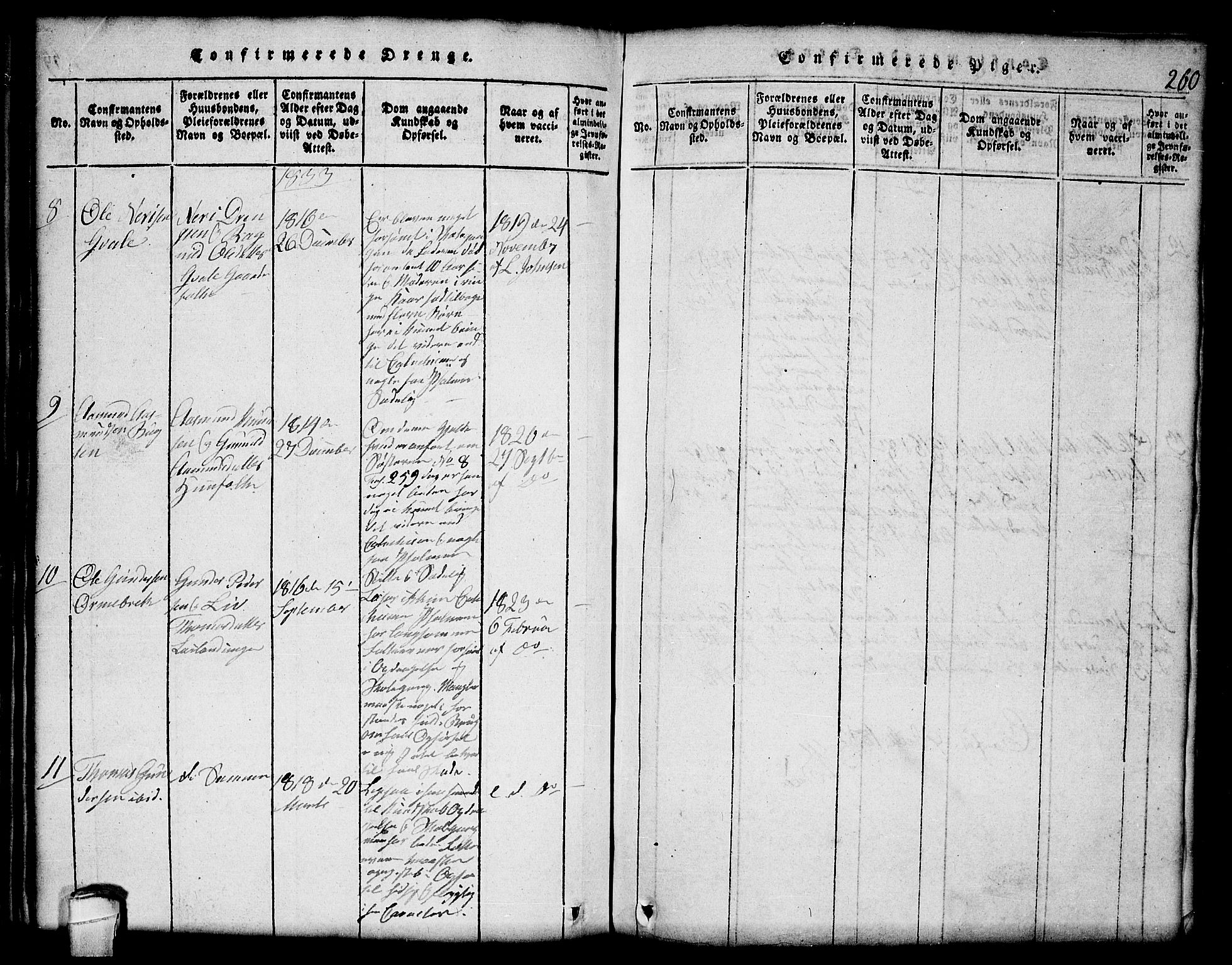 Lårdal kirkebøker, AV/SAKO-A-284/G/Gc/L0001: Parish register (copy) no. III 1, 1815-1854, p. 260