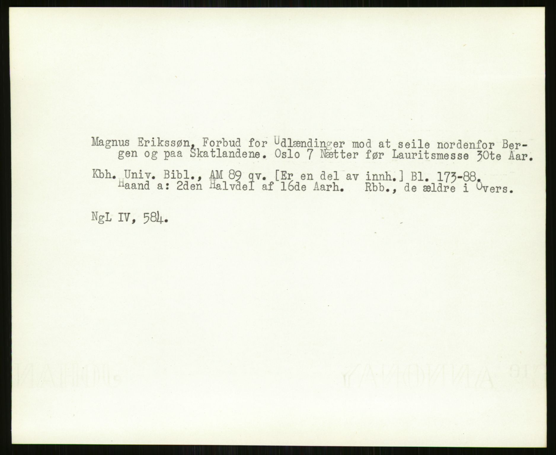Norsk Historisk Kjeldeskrift-Institutt (NHKI), AV/RA-S-6117/G/Gc/L0029: Tematisk register til Gustav Storms håndskriftbeskrivelser i NgL bd. IV, 1315-1377, p. 391