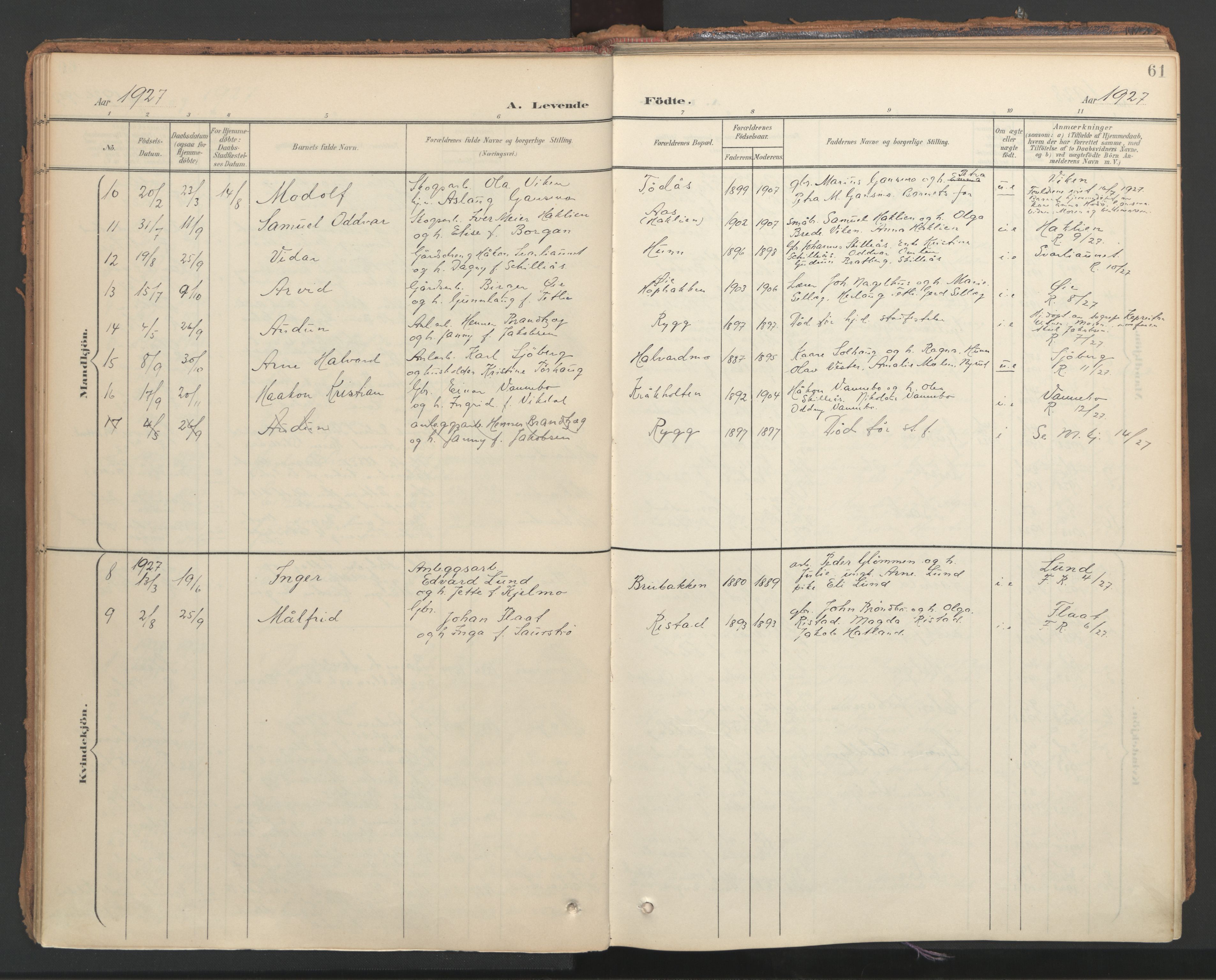 Ministerialprotokoller, klokkerbøker og fødselsregistre - Nord-Trøndelag, SAT/A-1458/766/L0564: Parish register (official) no. 767A02, 1900-1932, p. 61