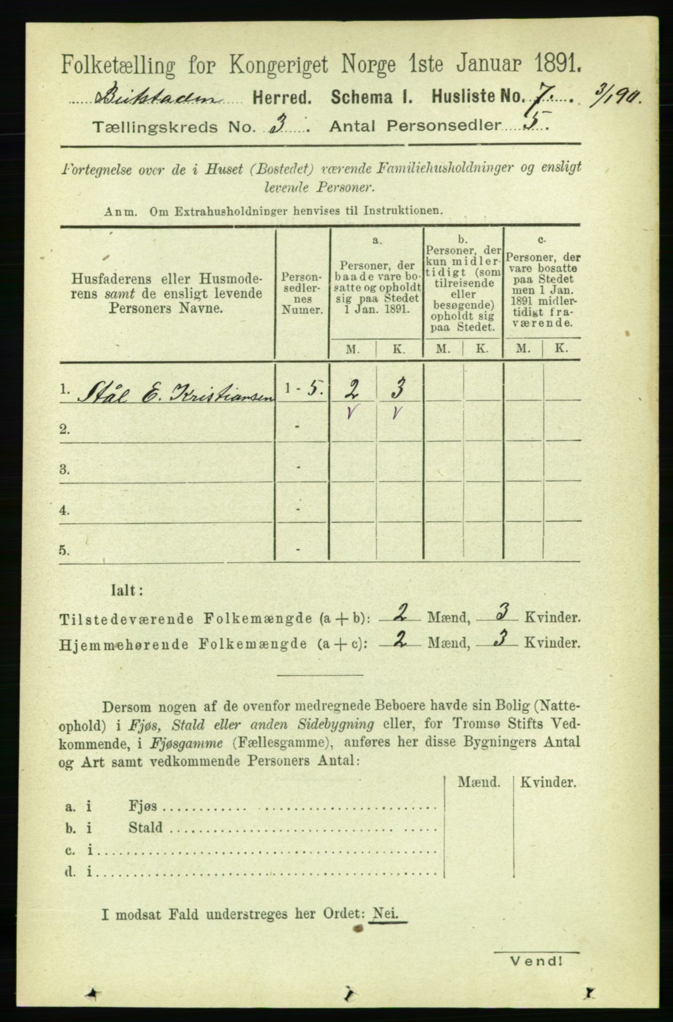 RA, 1891 census for 1727 Beitstad, 1891, p. 685