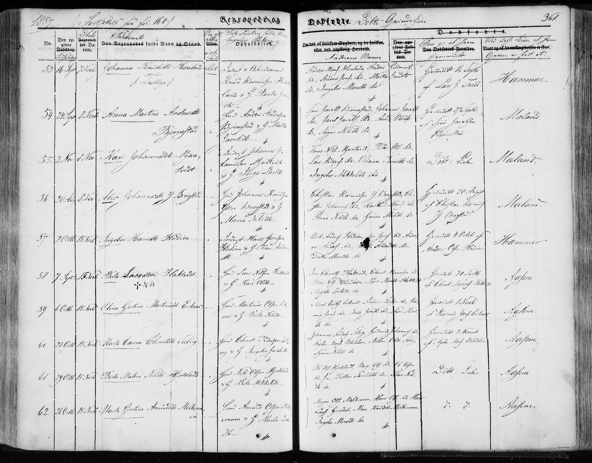 Hamre sokneprestembete, SAB/A-75501/H/Ha/Haa/Haaa/L0013: Parish register (official) no. A 13, 1846-1857, p. 361