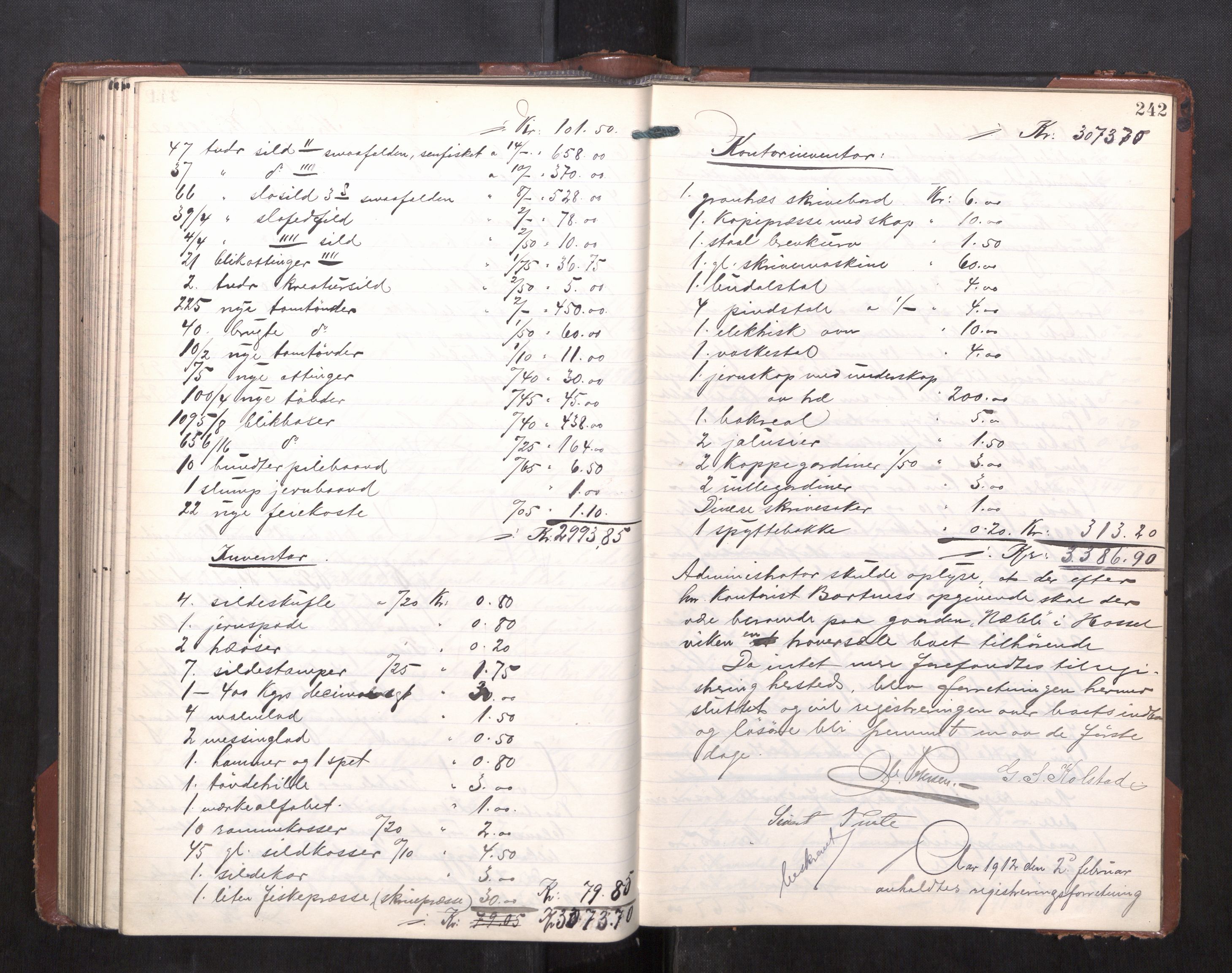 Trondheim byfogd, AV/SAT-A-0003/1/3/3C/L0029: Skifteregistreringsprotokoll - 8/12-11/4. (u/ register), 1909-1912, p. 242