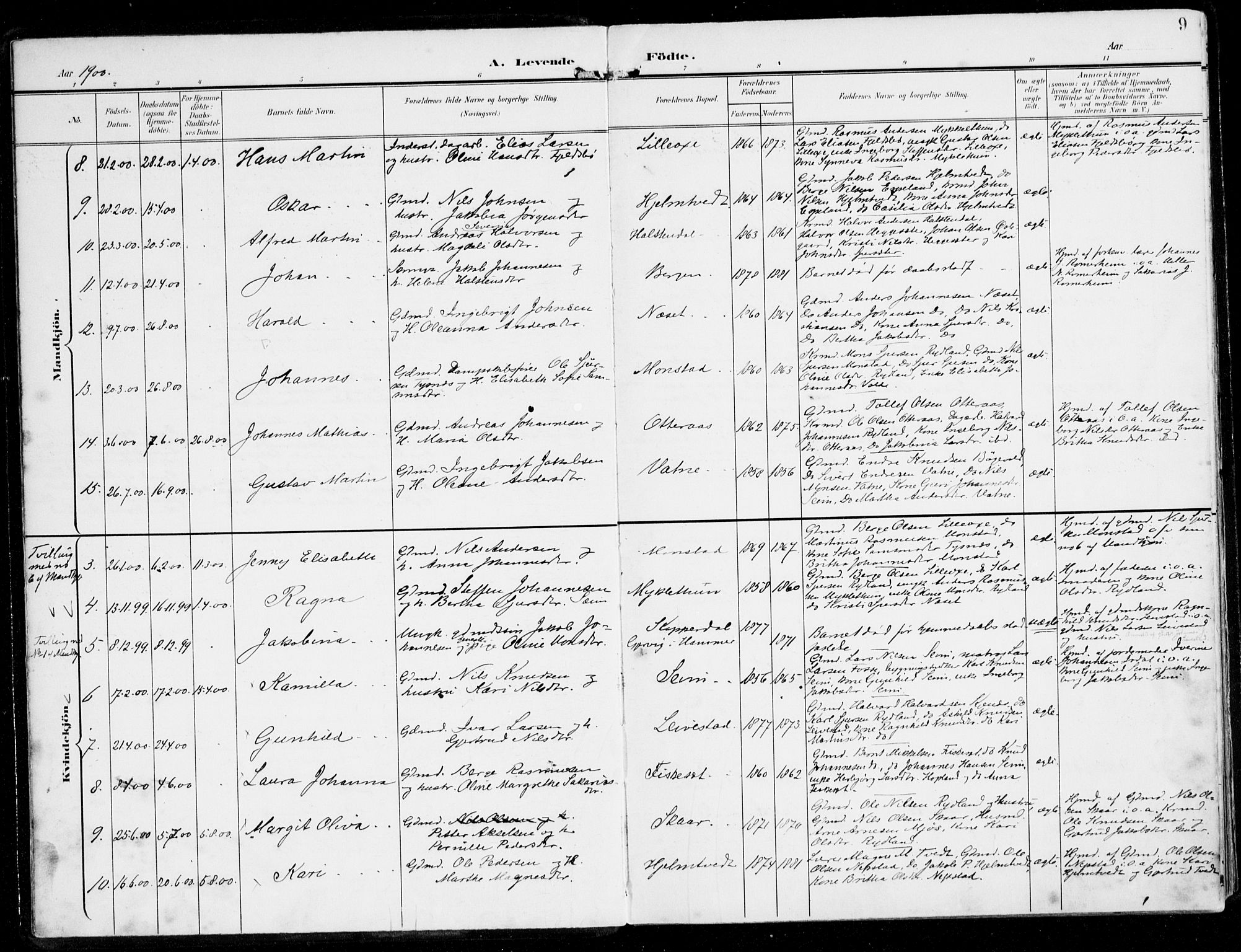 Alversund Sokneprestembete, AV/SAB-A-73901/H/Ha/Haa/Haad/L0004: Parish register (official) no. D 4, 1898-1926, p. 9