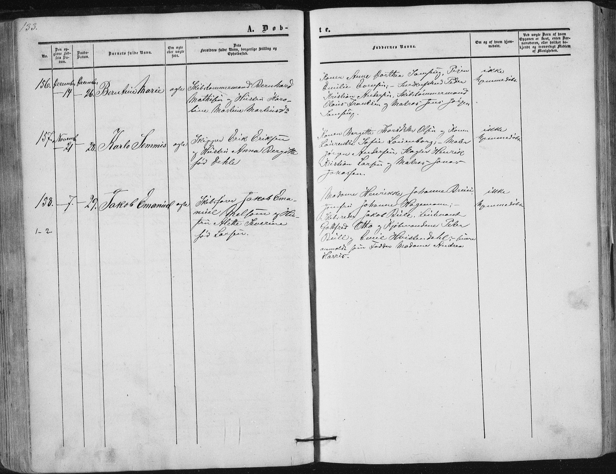 Tønsberg kirkebøker, AV/SAKO-A-330/F/Fa/L0008: Parish register (official) no. I 8, 1855-1864, p. 133