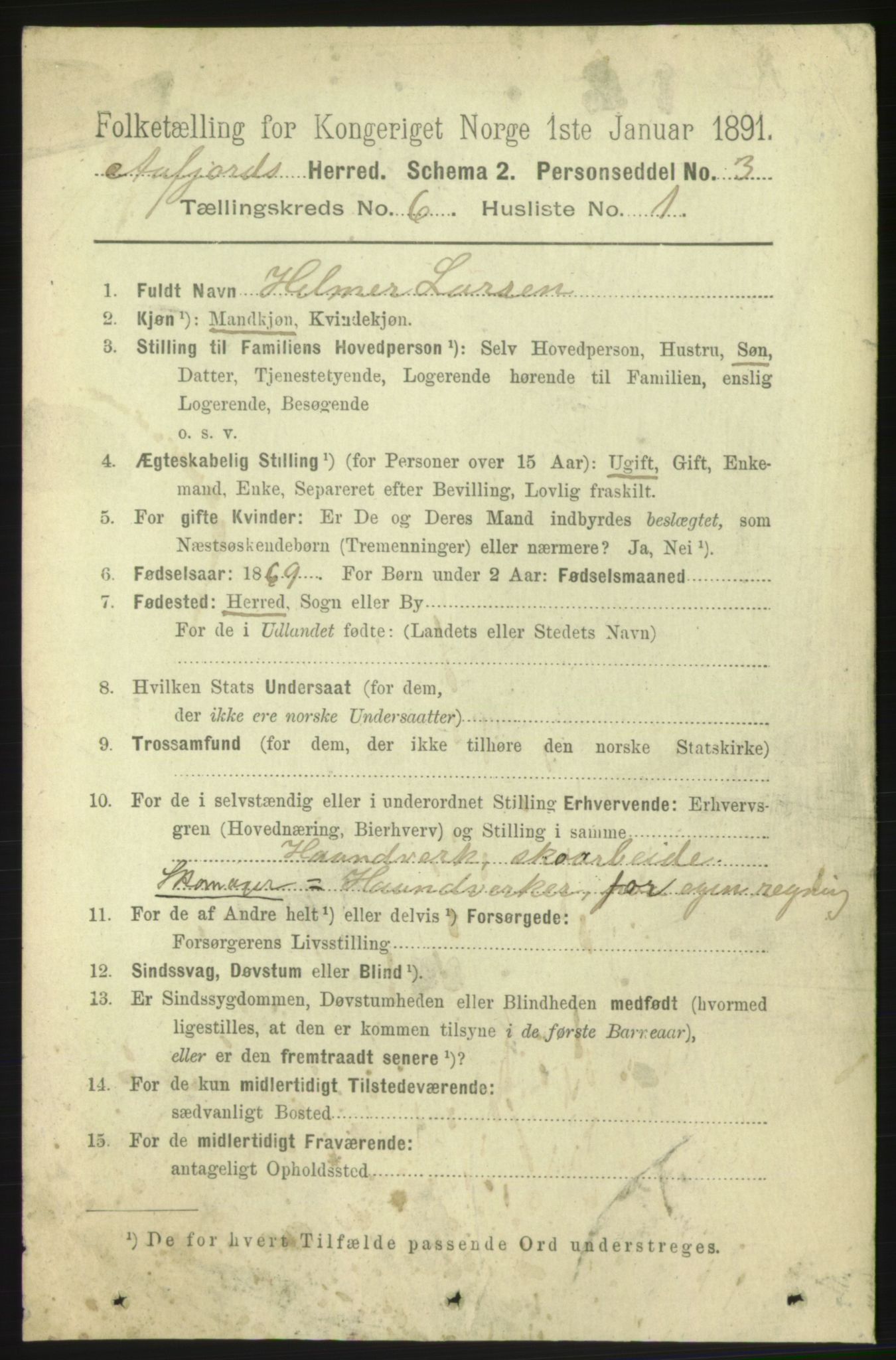 RA, 1891 census for 1630 Åfjord, 1891, p. 1477