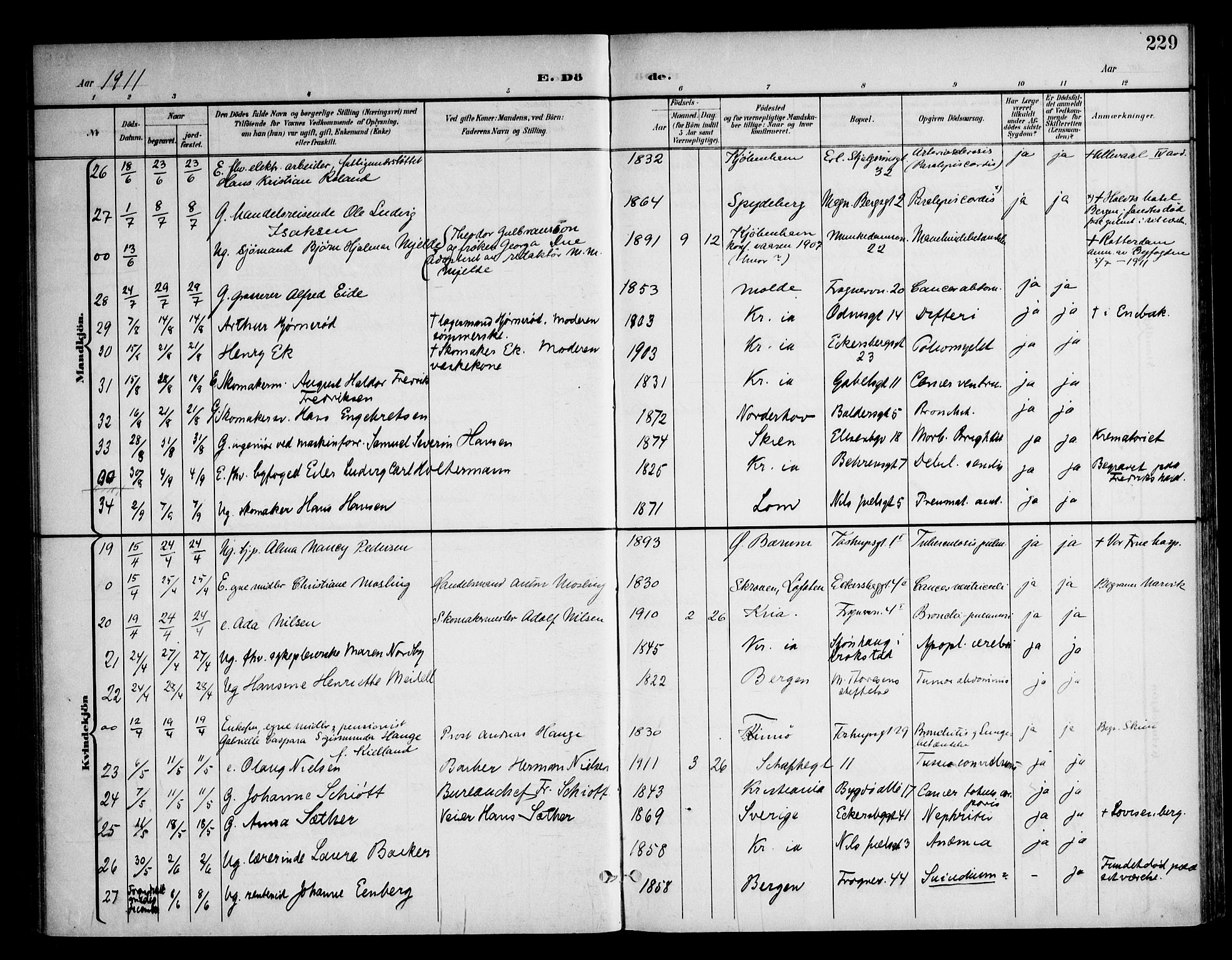 Frogner prestekontor Kirkebøker, AV/SAO-A-10886/F/Fa/L0004: Parish register (official) no. 4, 1898-1921, p. 229