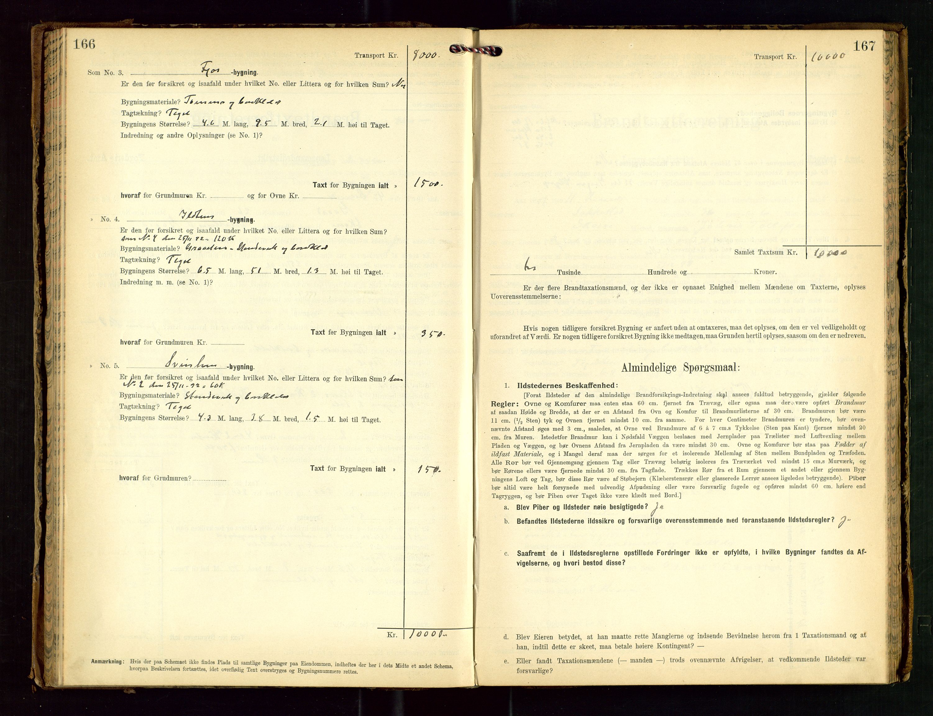 Torvestad lensmannskontor, SAST/A-100307/1/Gob/L0003: "Brandtaxationsprotokol for Torvestad Lensmannsdistrikt", 1905-1909, p. 166-167