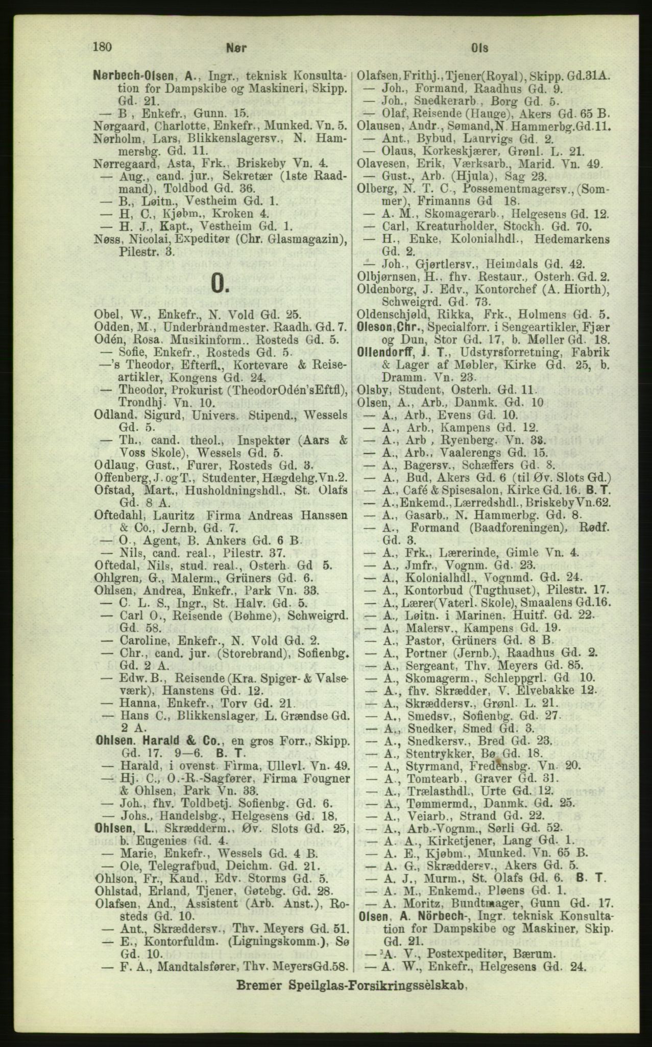 Kristiania/Oslo adressebok, PUBL/-, 1884, p. 180