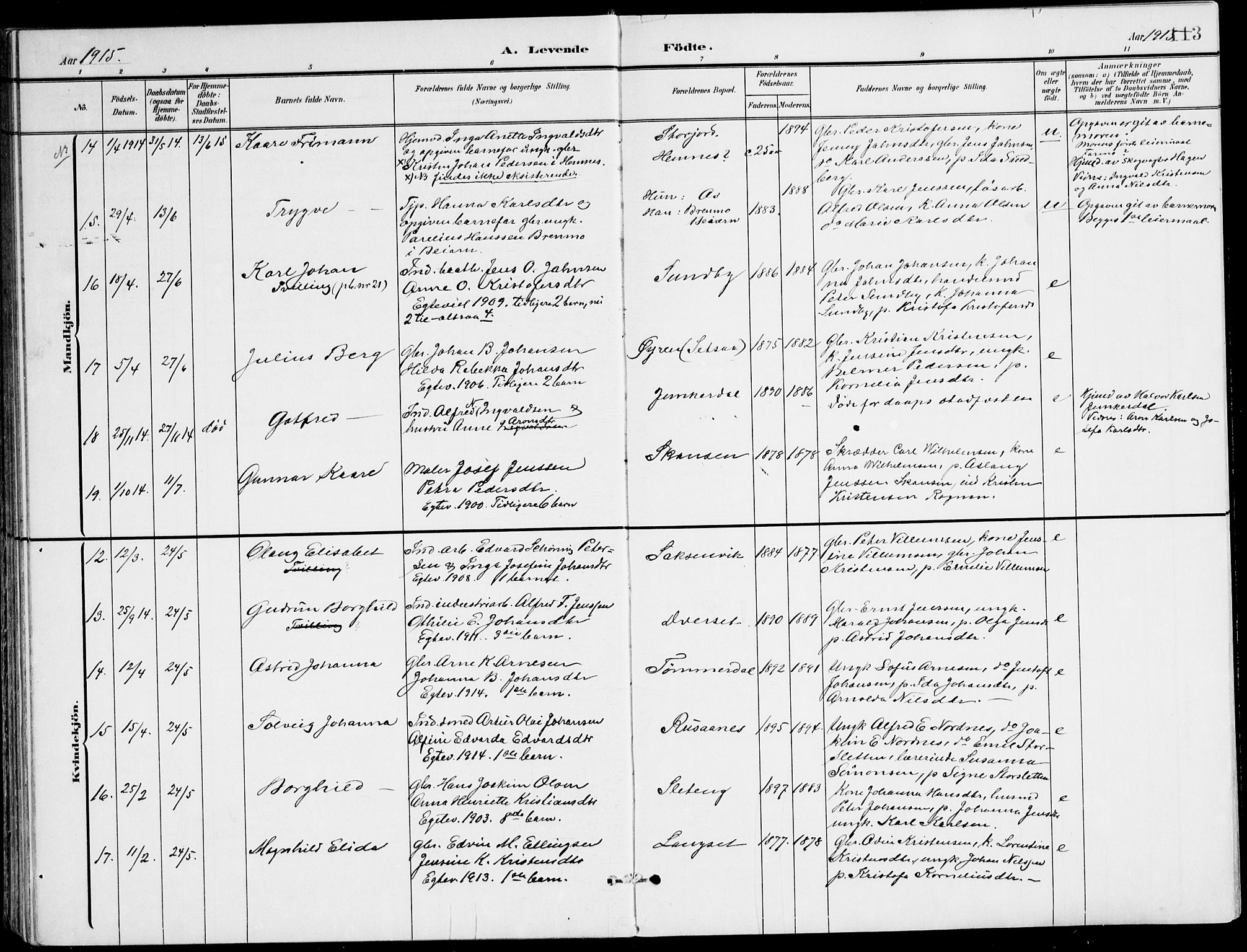 Ministerialprotokoller, klokkerbøker og fødselsregistre - Nordland, AV/SAT-A-1459/847/L0672: Parish register (official) no. 847A12, 1902-1919, p. 113