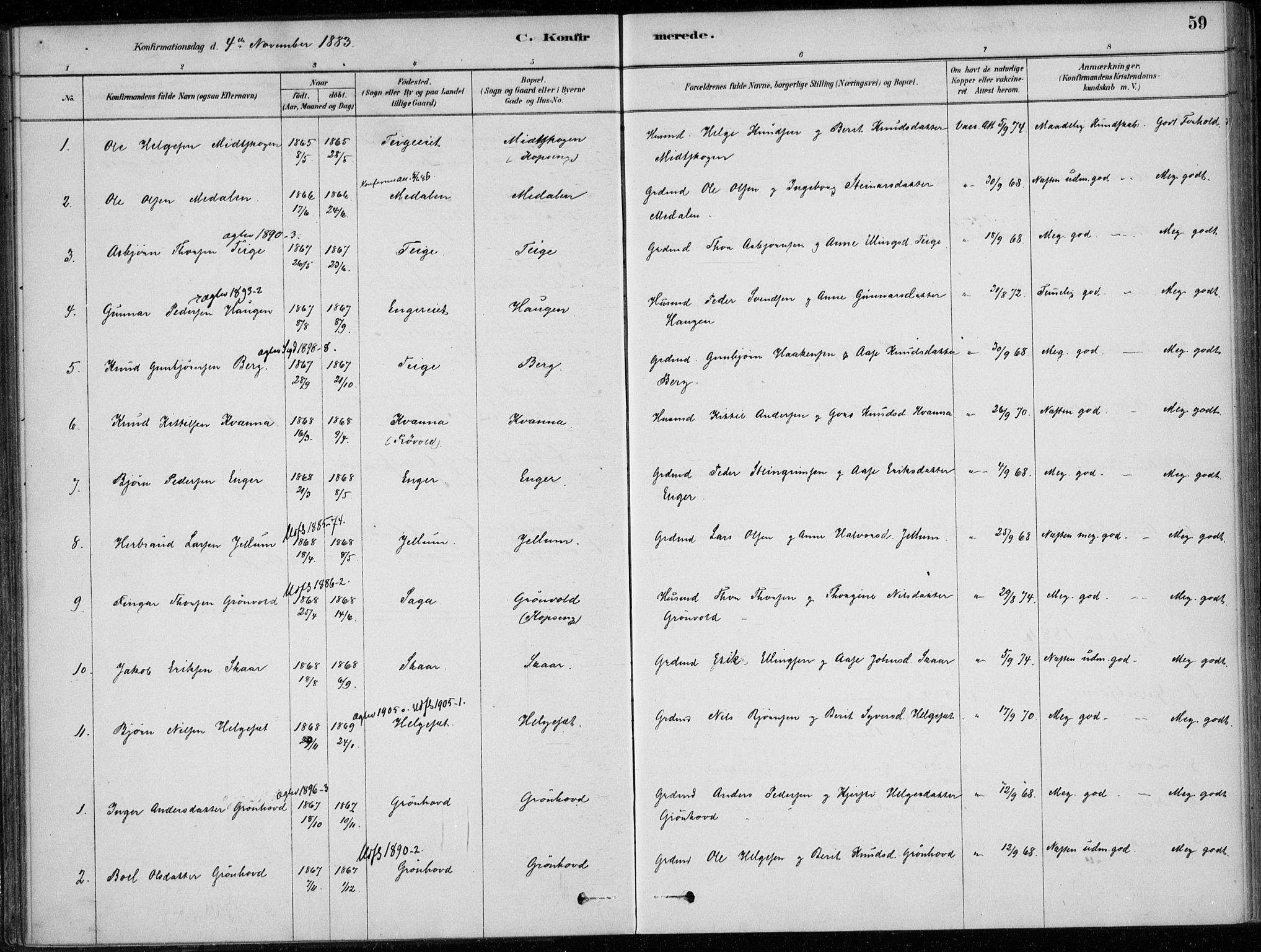 Sigdal kirkebøker, AV/SAKO-A-245/F/Fc/L0001: Parish register (official) no. III 1, 1879-1893, p. 59