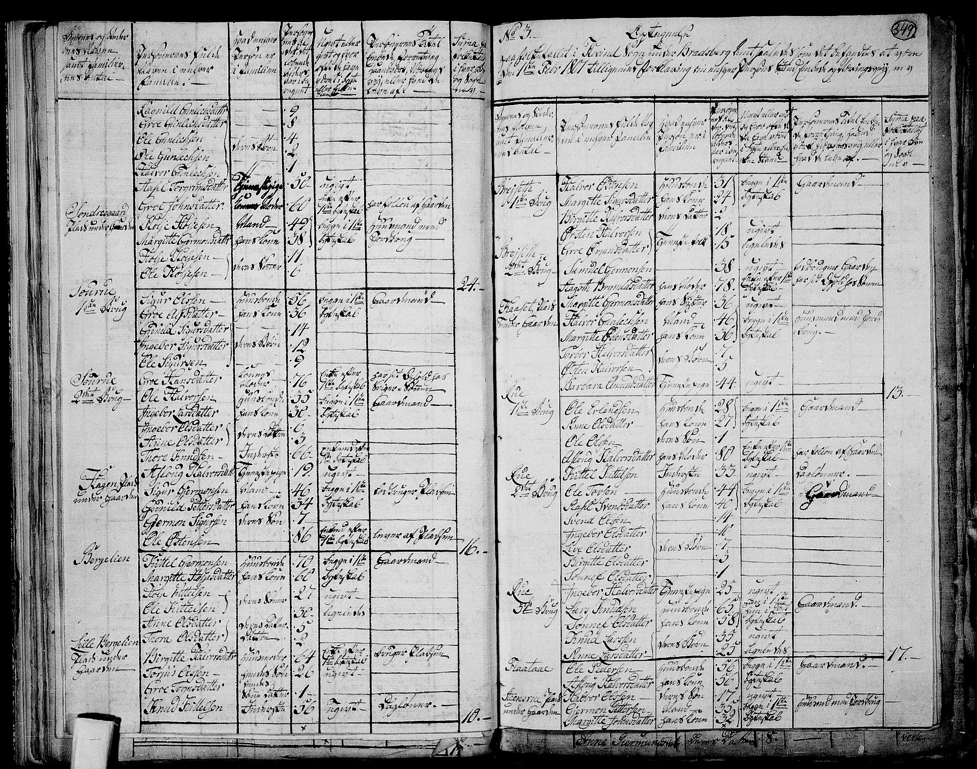 RA, 1801 census for 0826P Tinn, 1801, p. 348b-349a