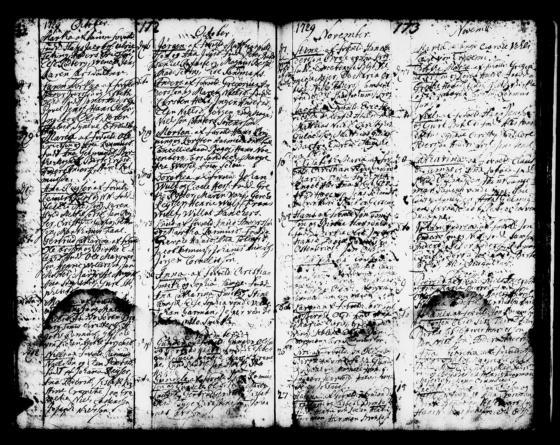 Domkirken sokneprestembete, AV/SAB-A-74801/H/Haa/L0001: Parish register (official) no. A 1, 1719-1732, p. 172-173