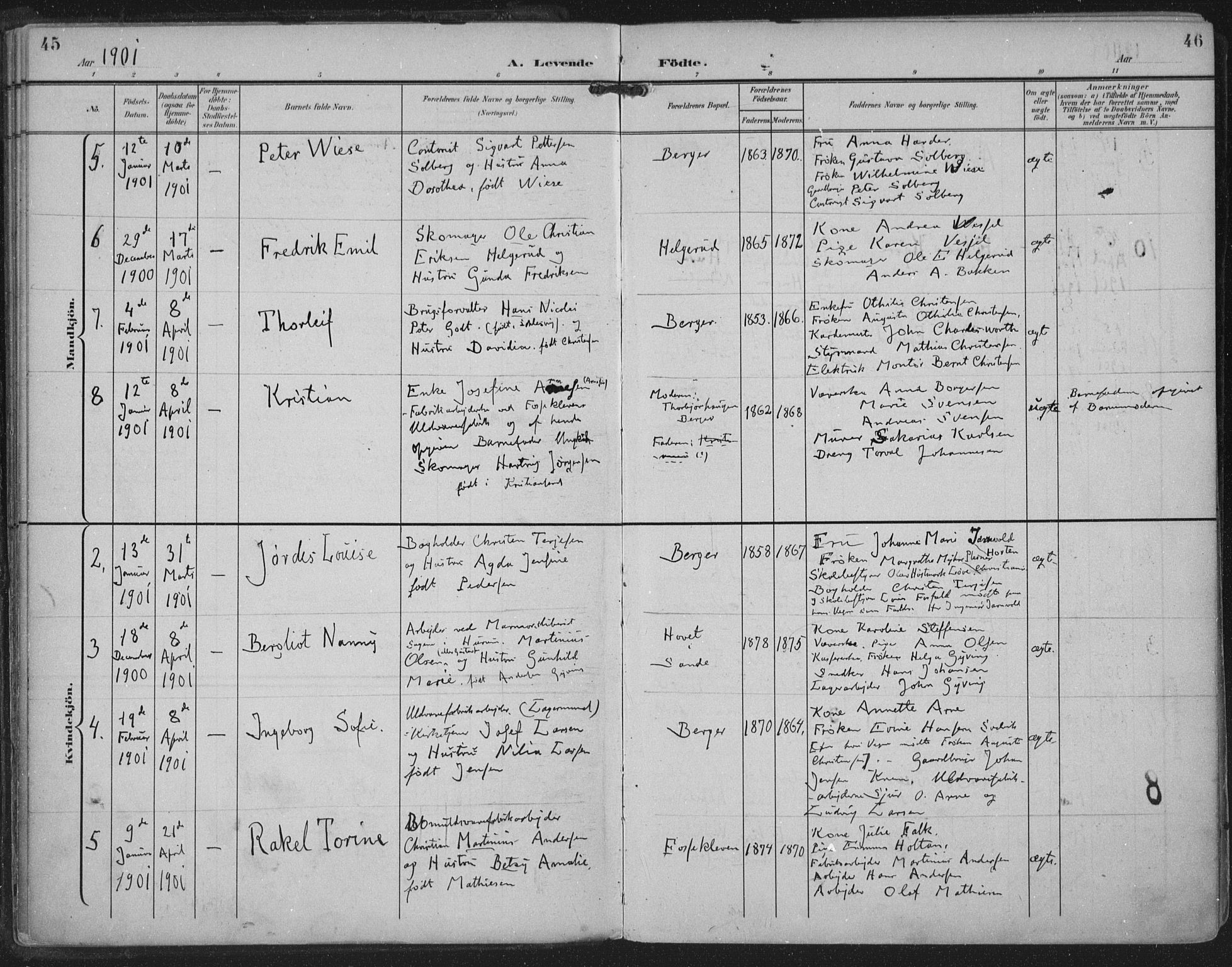 Strømm kirkebøker, AV/SAKO-A-322/F/Fa/L0005: Parish register (official) no. I 5, 1898-1919, p. 45-46