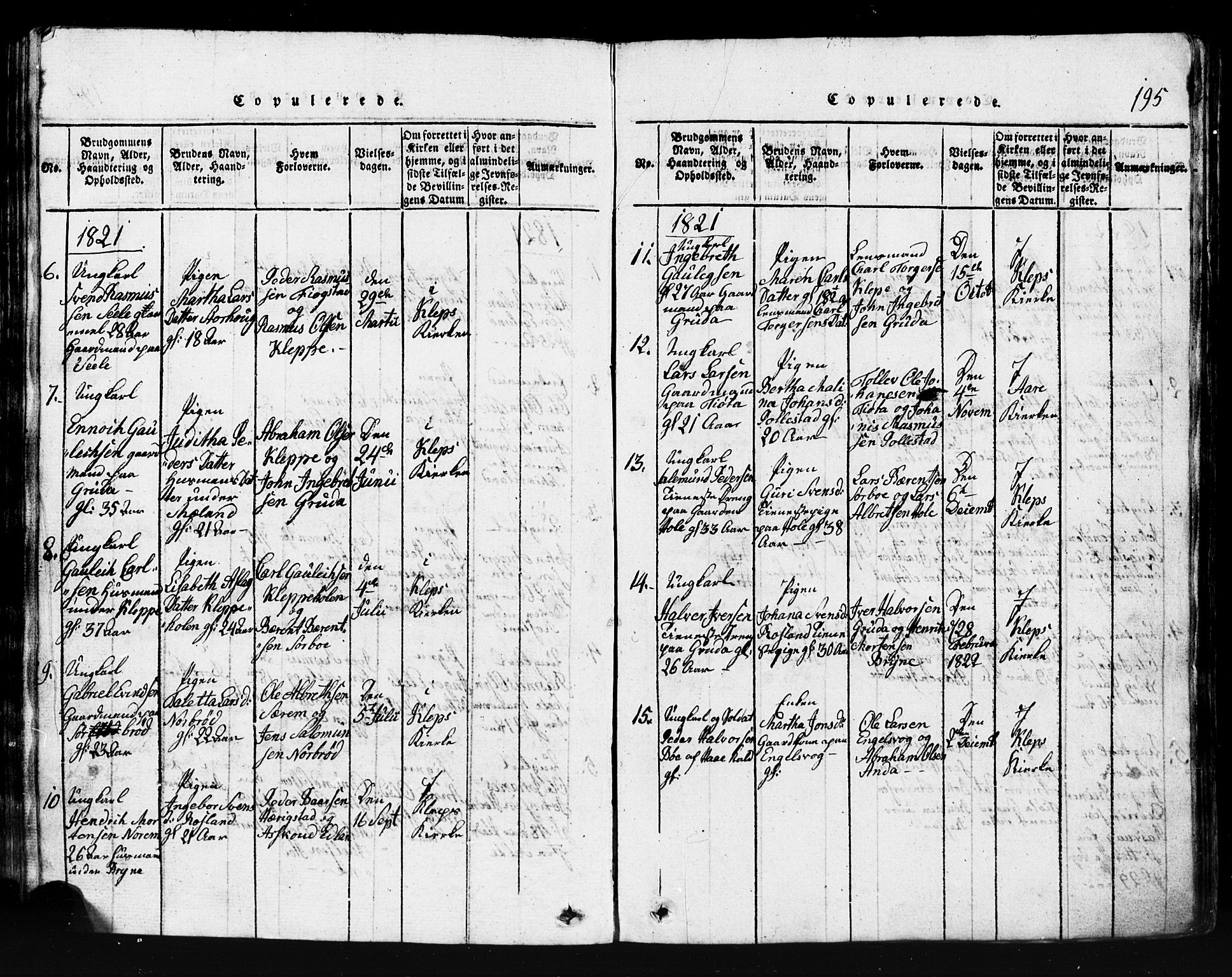 Klepp sokneprestkontor, AV/SAST-A-101803/001/3/30BB/L0001: Parish register (copy) no.  B 1, 1816-1859, p. 195