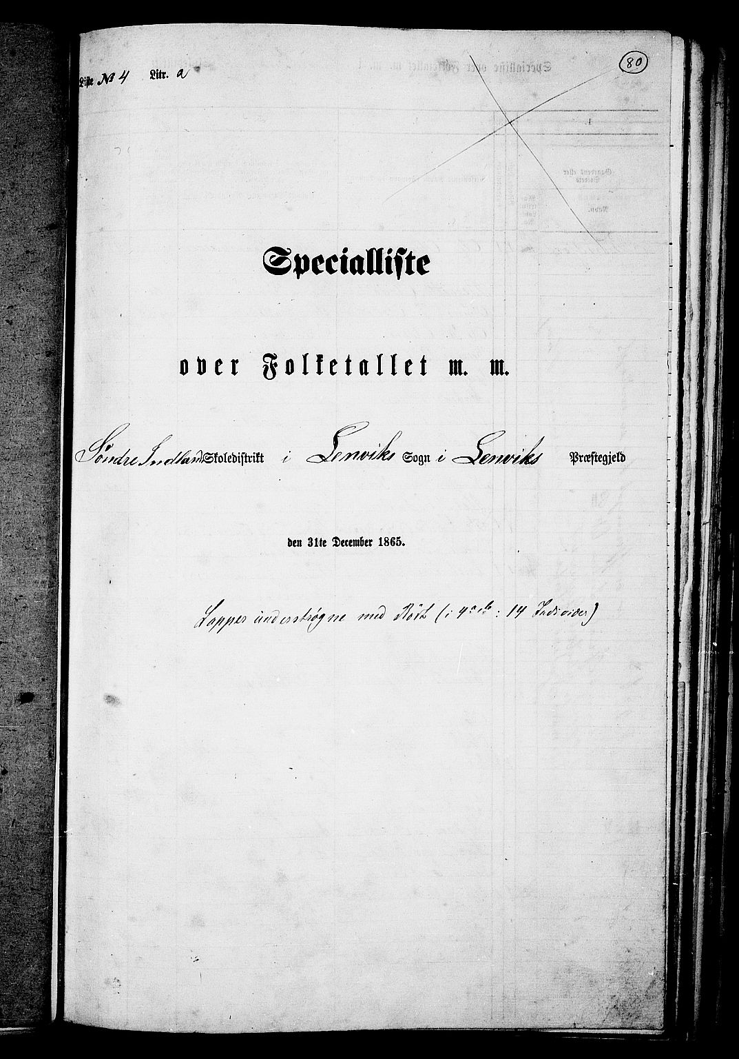 RA, 1865 census for Lenvik, 1865, p. 72